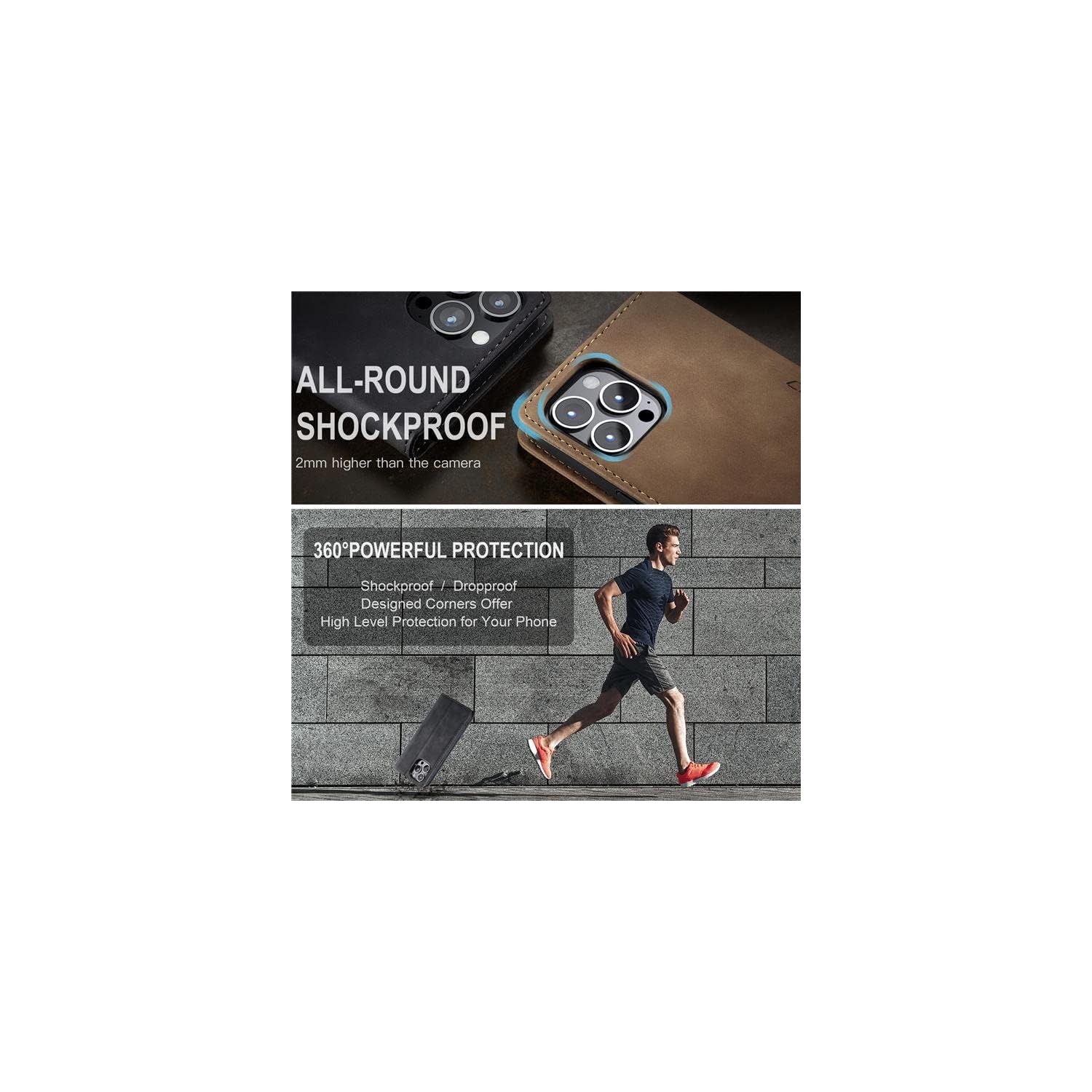 CaseMe for iPhone 14 Wallet Case Soft PU Leather Flip Case Magnetic Stand Flip Protective Cover Leather Case with ID & Credit Card Slots Holder Case