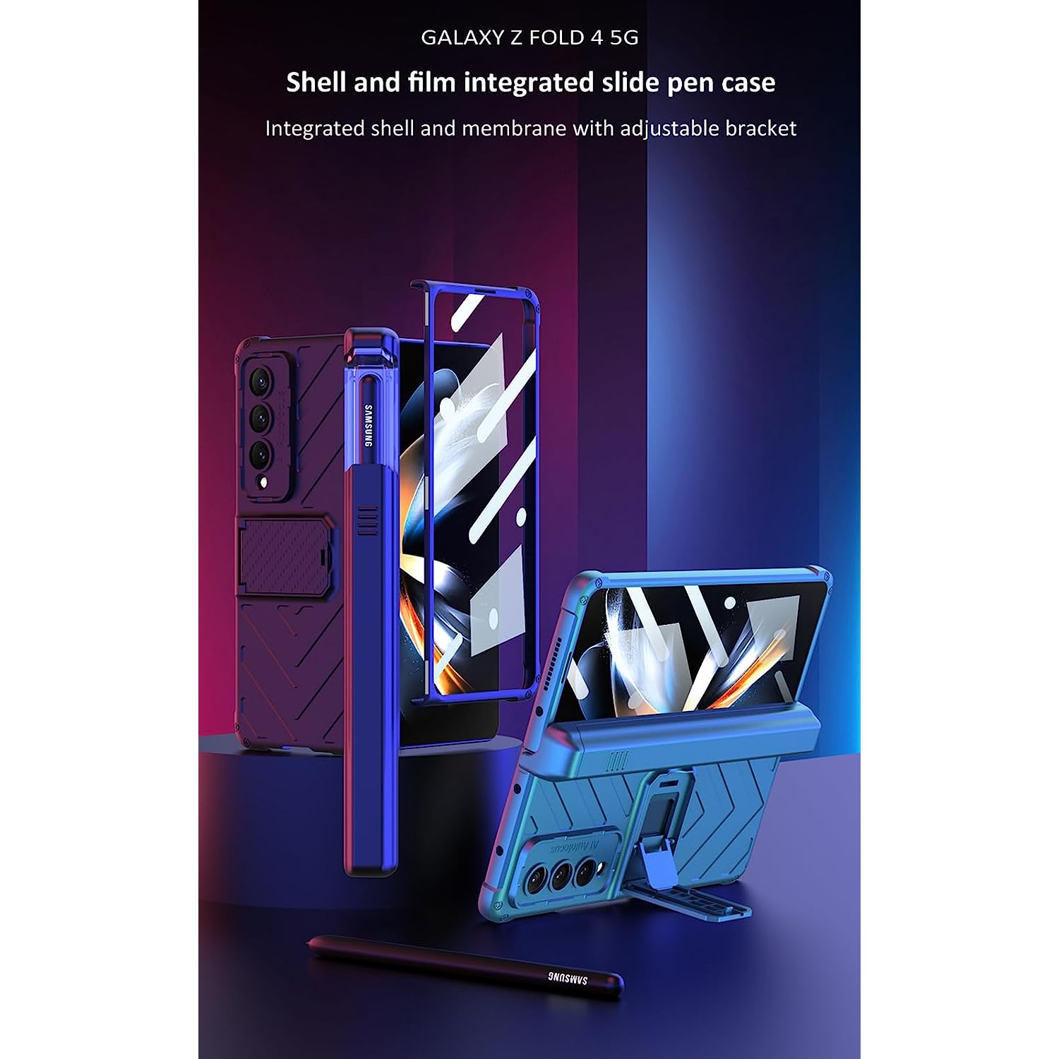 Étui naavor compatible avec le Galaxy Z Fold 4 5G de Samsung [2022], protection à charnière, protecteur d'écran intégré, béquille et support pour