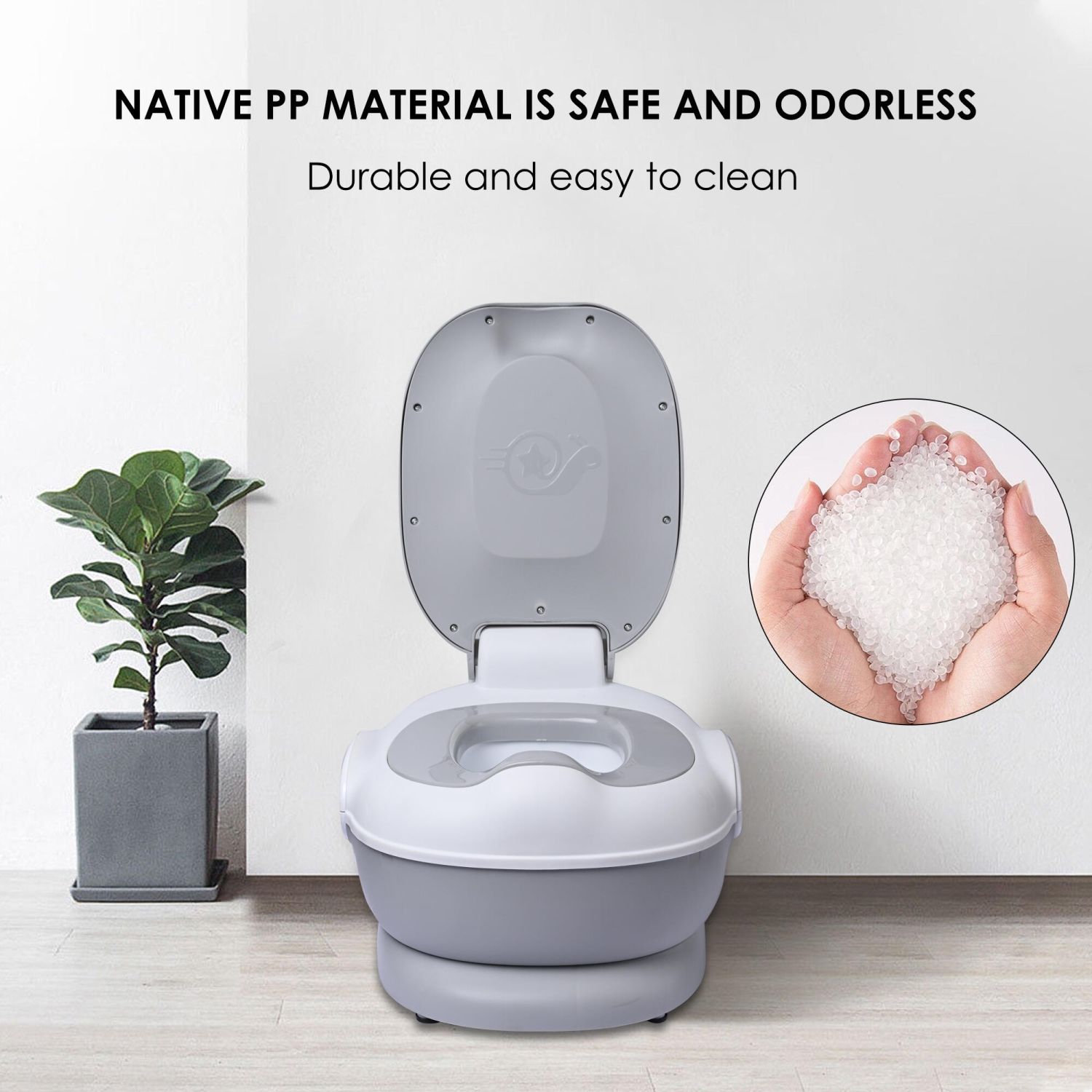 LIVINGbasics 3-In-1 Potty, Portable Kids Potty Seat Training Toilet with Trainer Ring and Step Stool for Indoor Outdoor Travel Car Camping