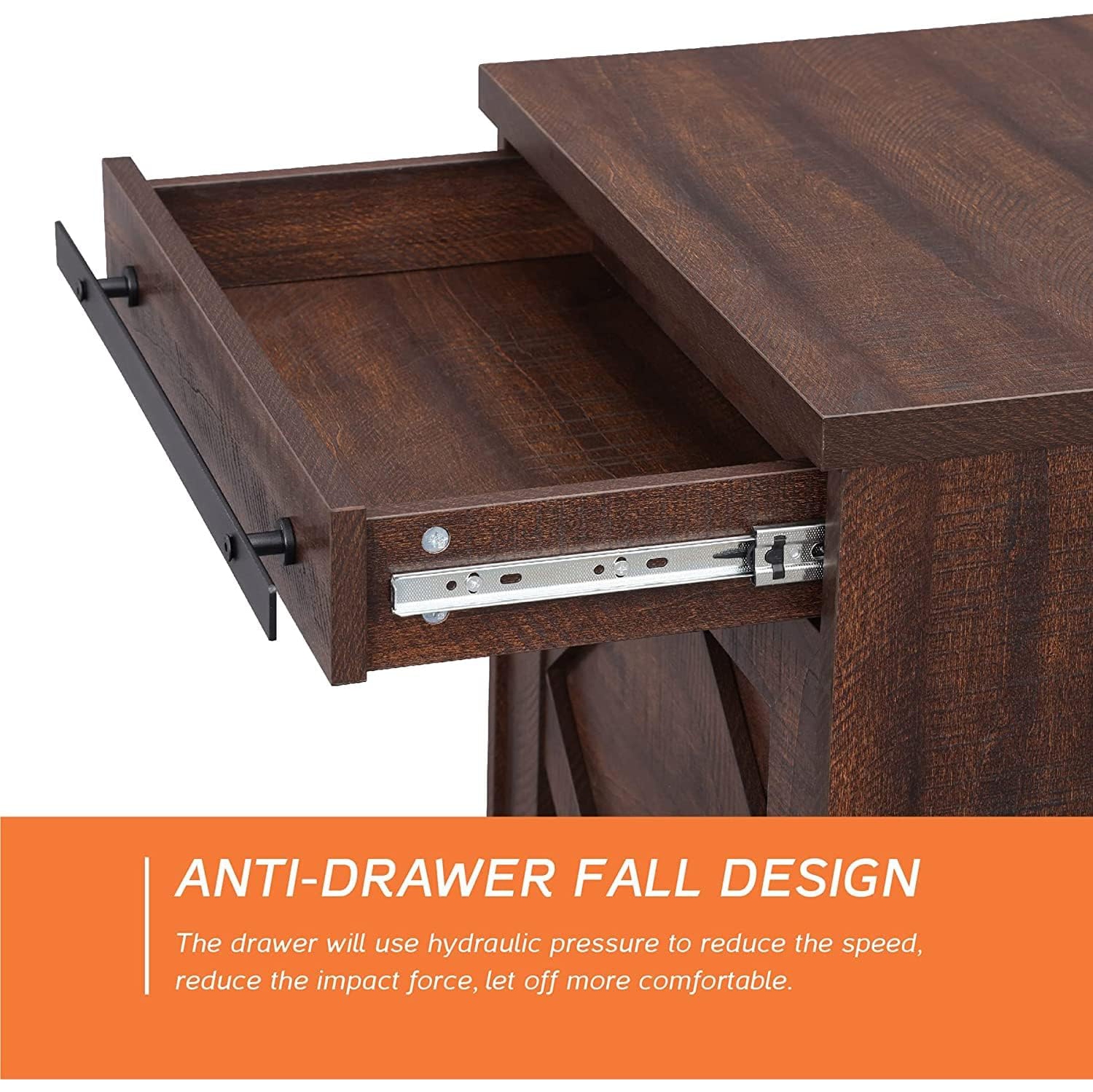 WAMPAT Modern Farmhouse 2 in 1 TV Stand for up to 85" TVs Wood Entertainment Center with Drawers and Adjustable Shelf for Living Room, Rustic Brown