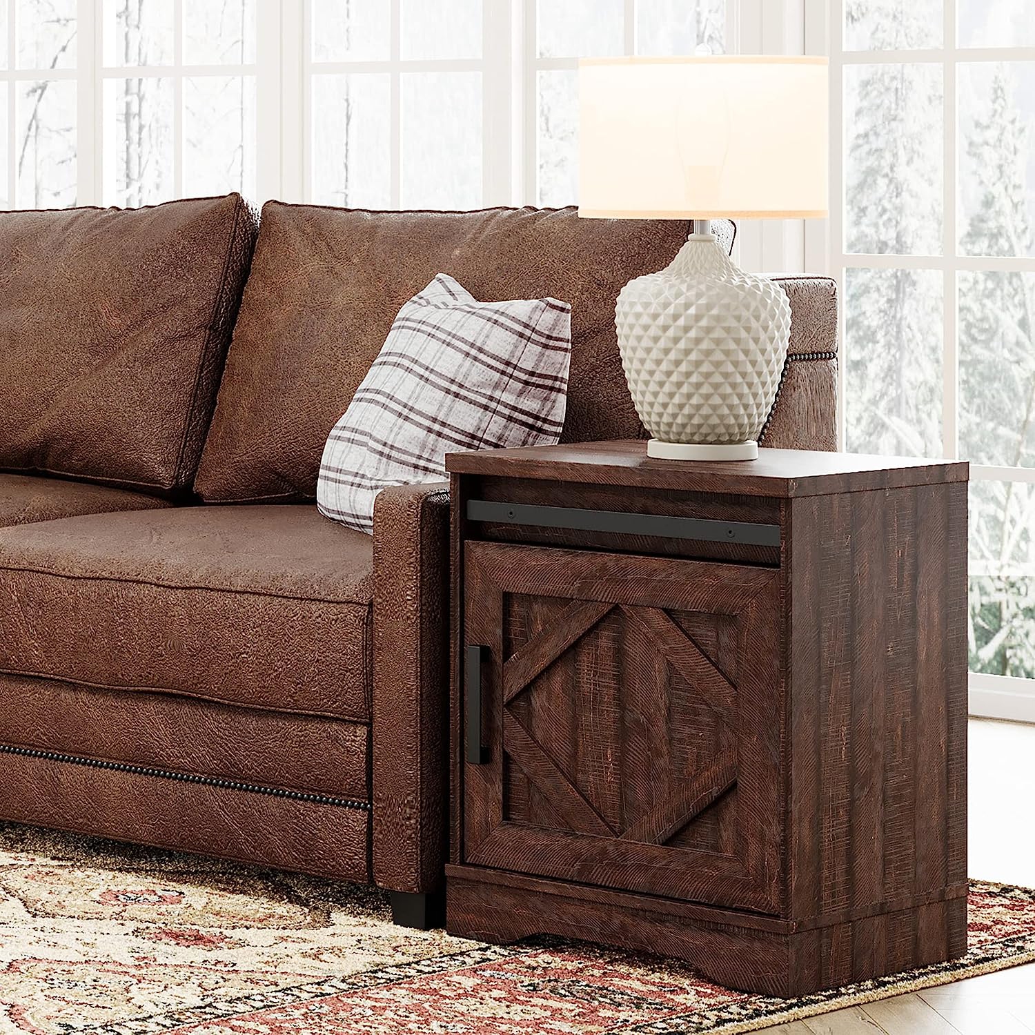 WAMPAT Modern Farmhouse 2 in 1 TV Stand for up to 85" TVs Wood Entertainment Center with Drawers and Adjustable Shelf for Living Room, Rustic Brown