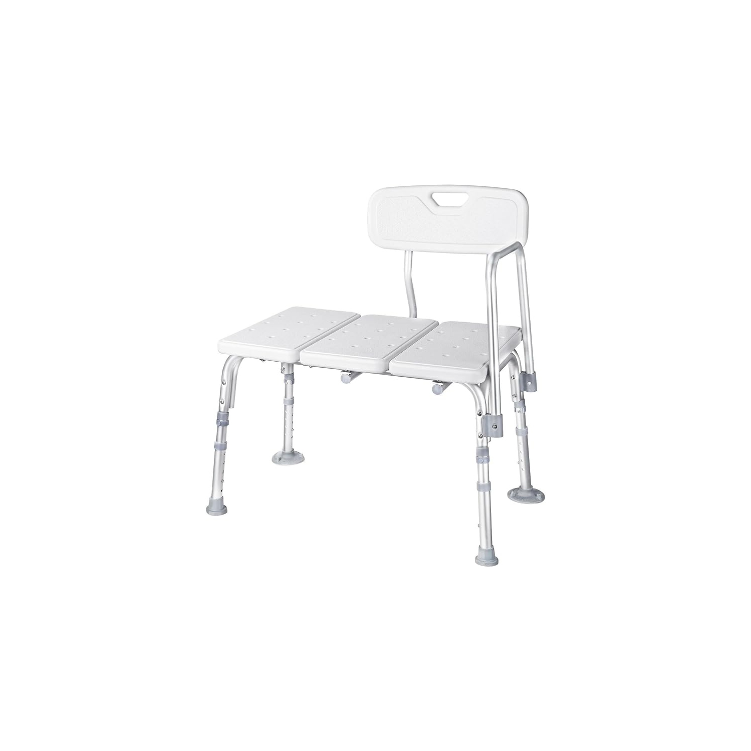 Chaise de douche avec banc de transfert pour salle de bain aînés, tabourets avec baignoire à 5 niveaux à hauteur réglable et accoudoirs amovibles.