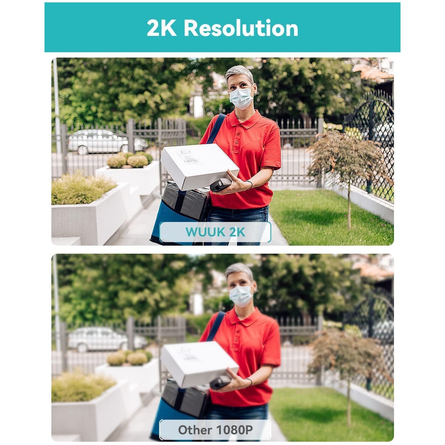 WUUK No Subscription Security Cameras with 32GB Storage Chime/Base Station, Including a Wire Free or Wired Doorbell Camera and an Outdoor Camera, 2K