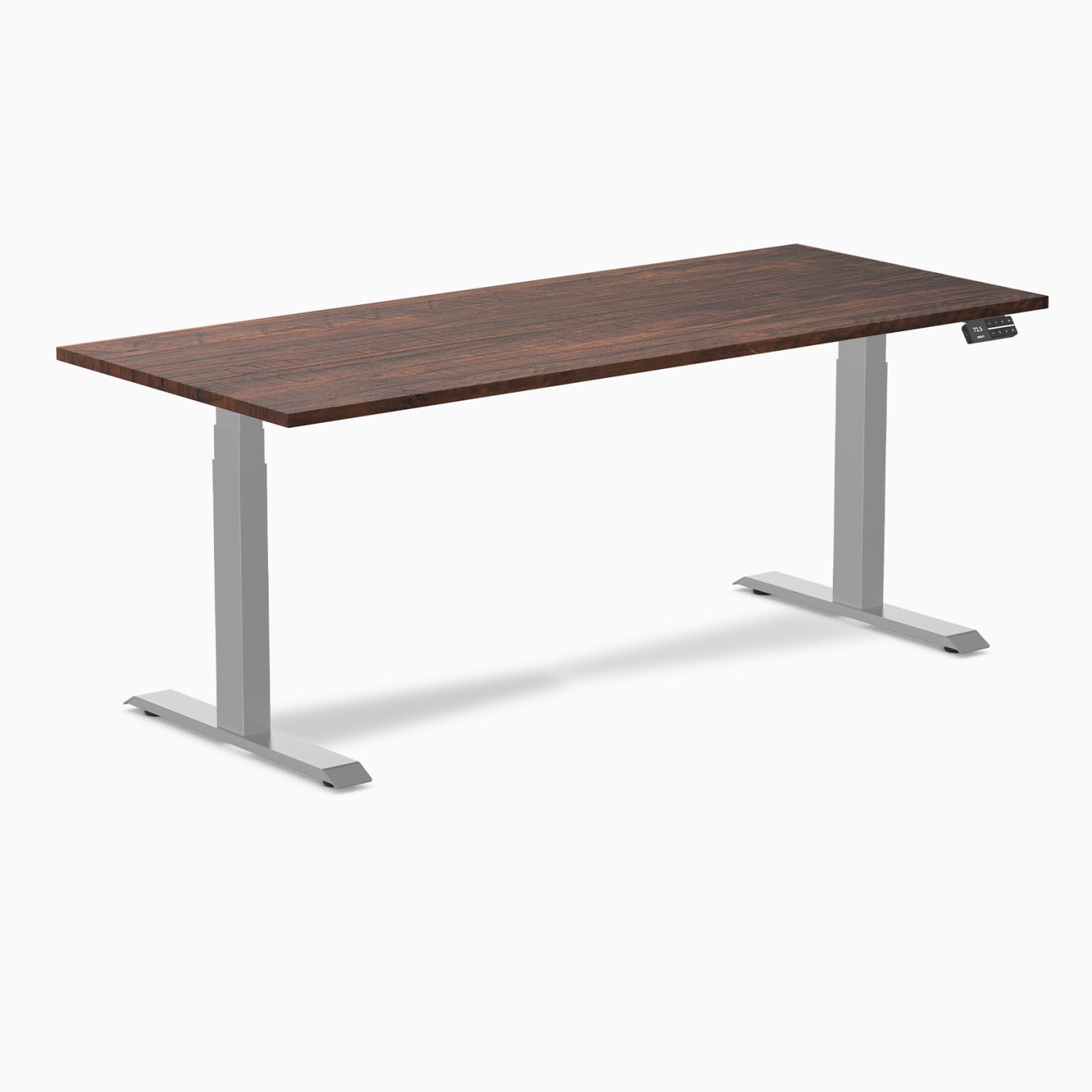 Desky Dual Softwood Sit-Stand Desk - 72" American Rustic Pine Top Dual Motor Height Range up to 49.2" Grey Frame