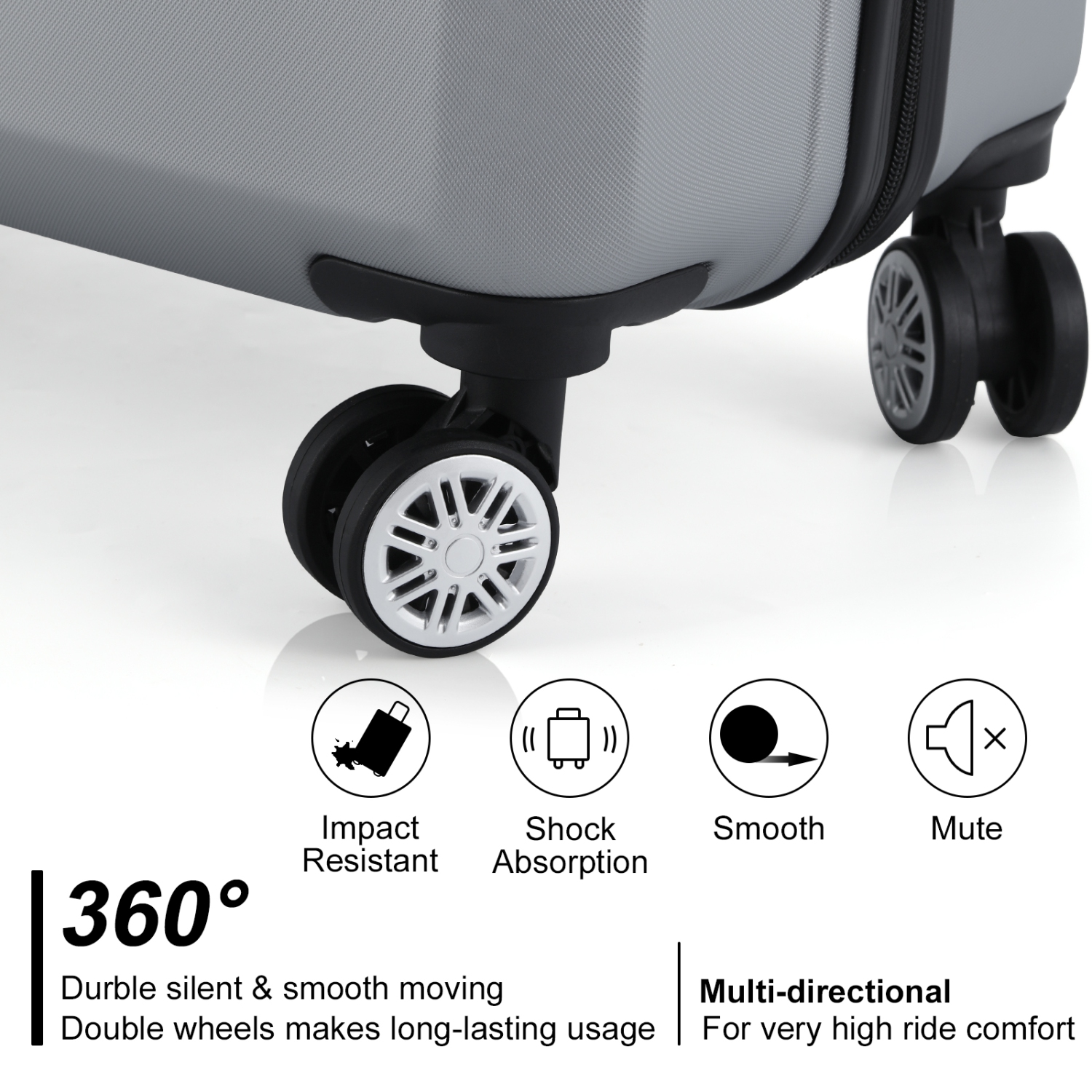 HIKOLAYAE Slab Collection Hardside Spinner Luggage Sets in Argent Silver, 3 Piece - TSA Lock