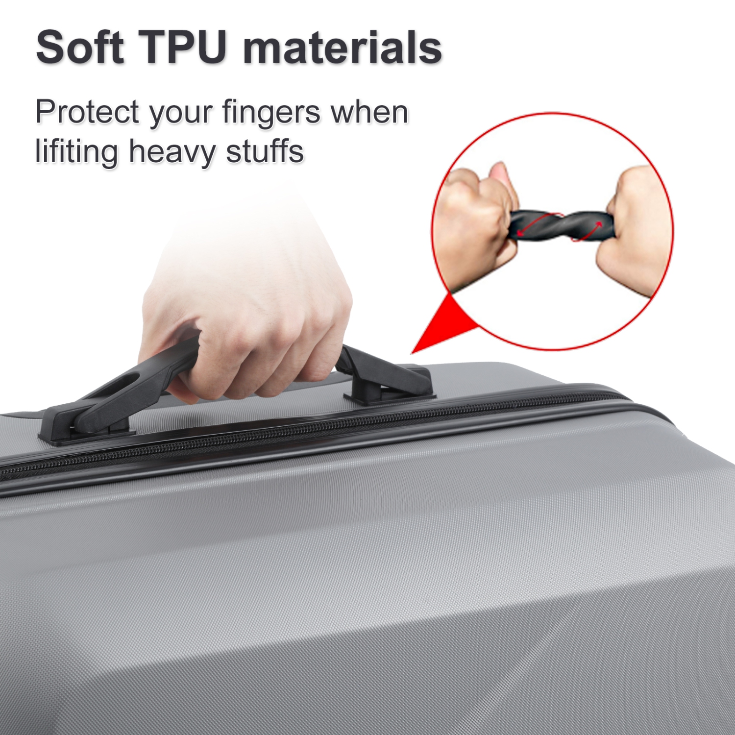 HIKOLAYAE Slab Collection Hardside Spinner Luggage Sets in Argent Silver, 3 Piece - TSA Lock