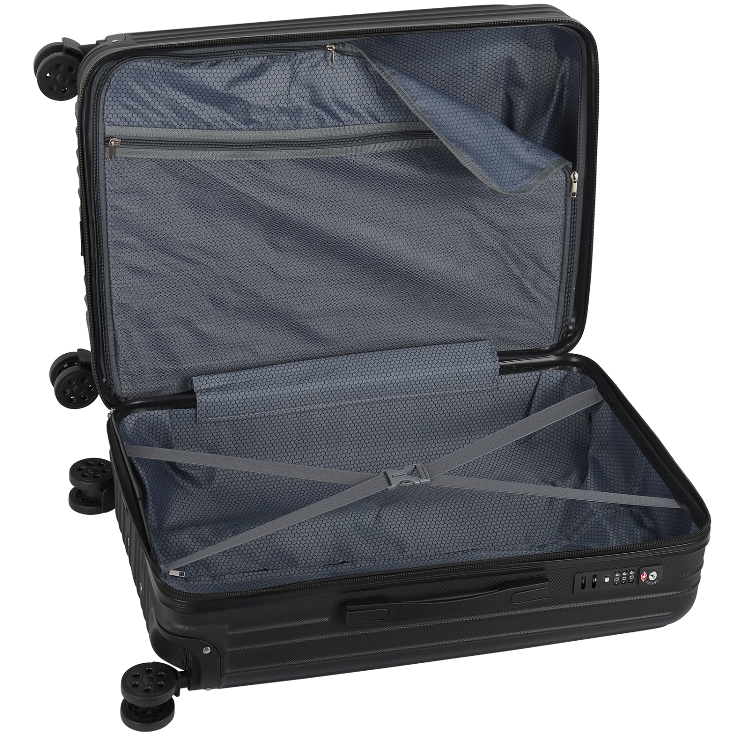 HIKOLAYAE Geometric Collection Hardside Spinner Luggage Sets in Raven Black, 3 Piece - TSA Lock