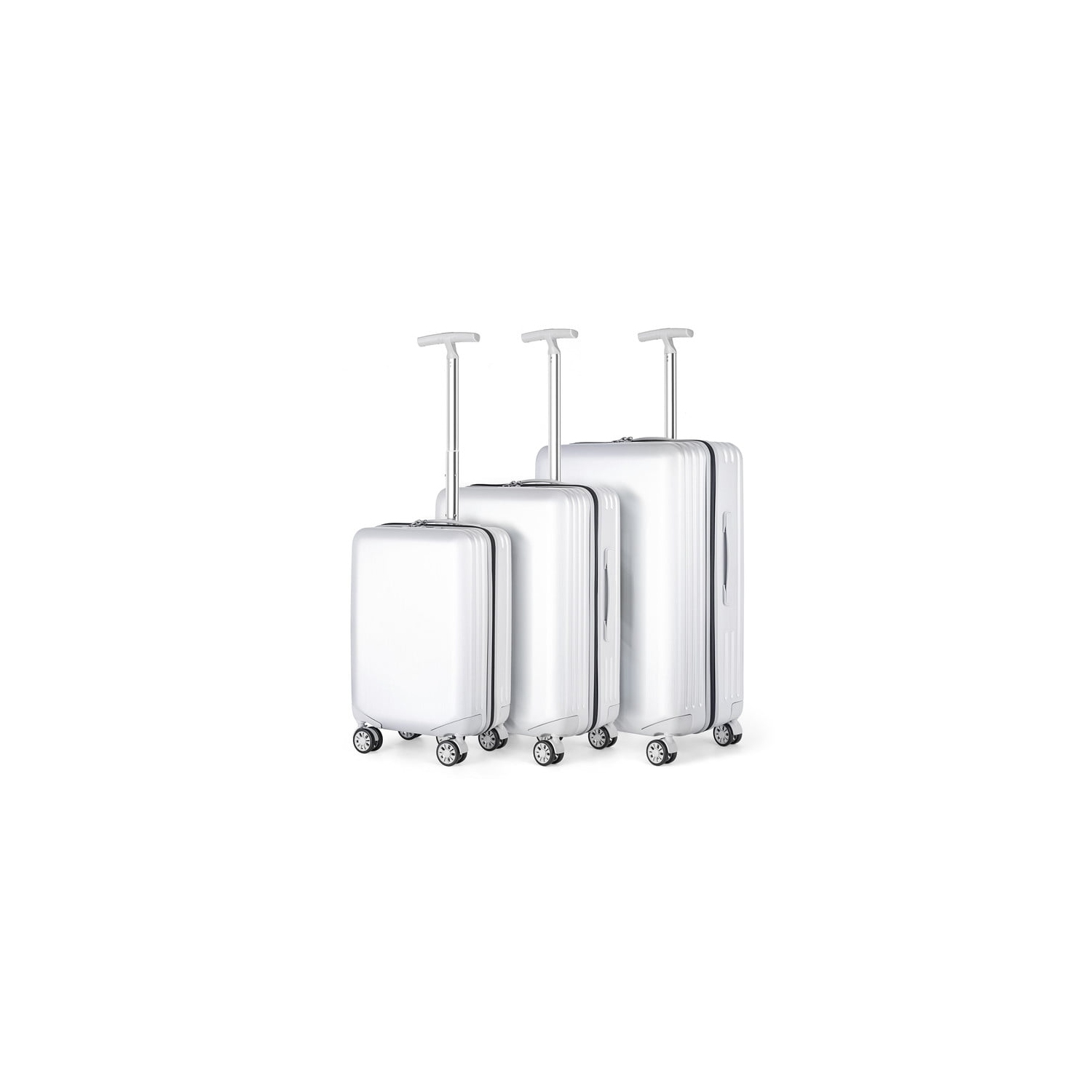 HIKOLAYAE Mesa Collection Hardside Spinner Luggage Sets in White, 3 Piece - TSA Lock