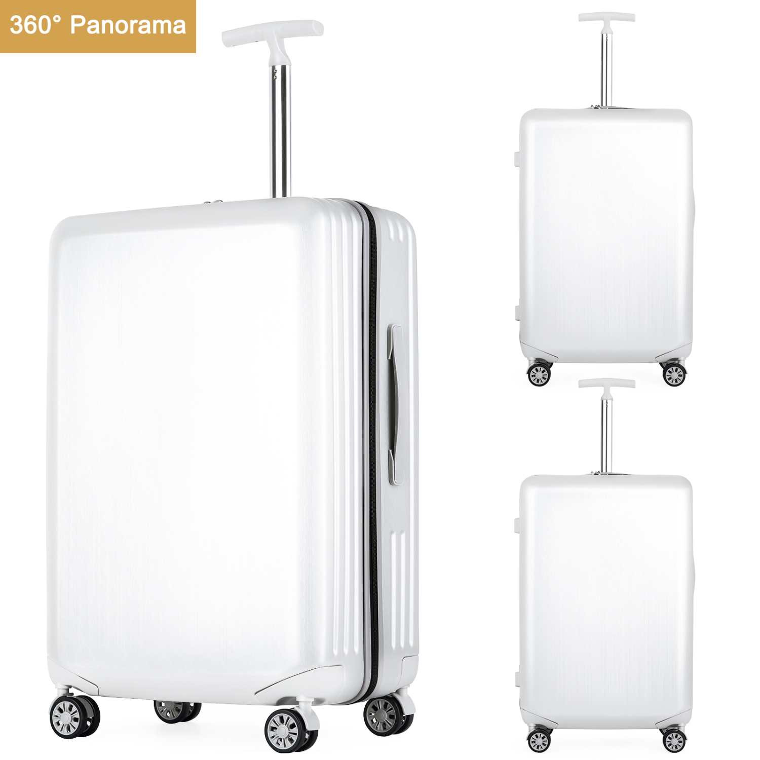 Ensembles de valises rigides à roulettes pivotantes HIKOLAYAE, collection Mesa, blanc, 3 pièces, verrou approuvé par la TSA