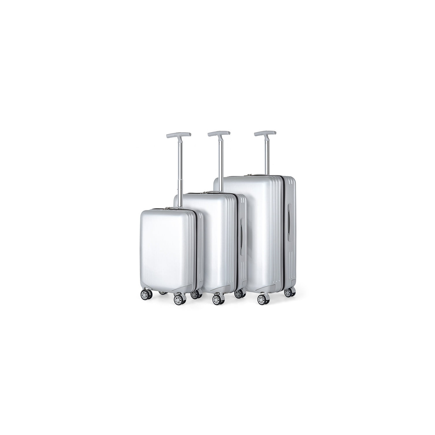 HIKOLAYAE Mesa Collection Hardside Spinner Luggage Sets in Silver, 3 Piece - TSA Lock