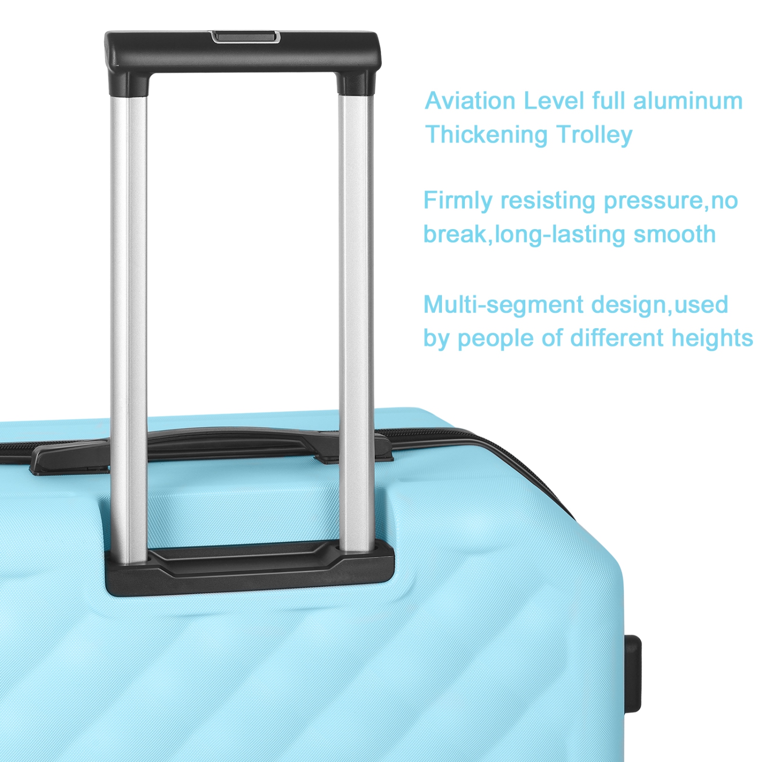 Ensembles de valises rigides à roulettes pivotantes HIKOLAYAE CottonCandy, bleu azur, 3 pièces, verrou TSA