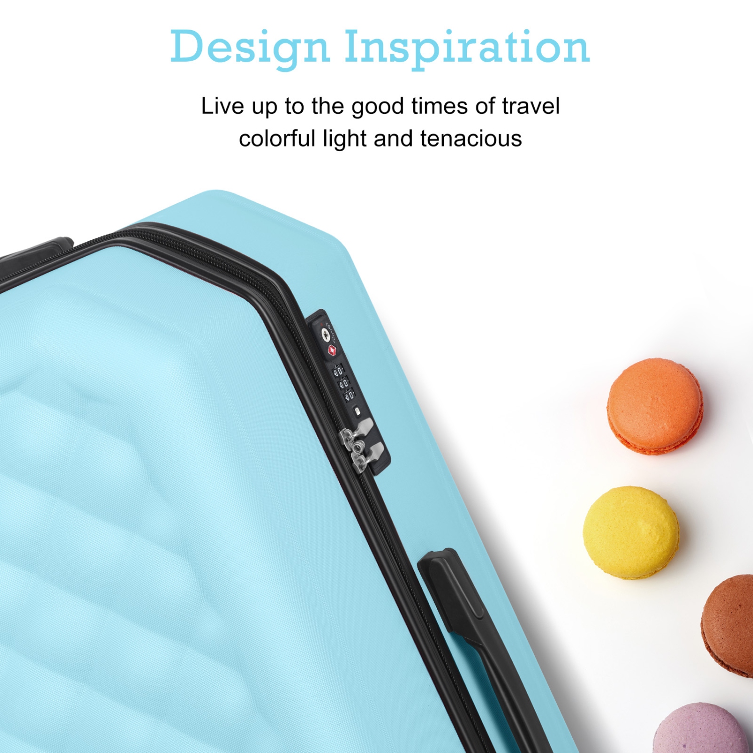 Ensembles de valises rigides à roulettes pivotantes HIKOLAYAE CottonCandy, bleu azur, 3 pièces, verrou TSA