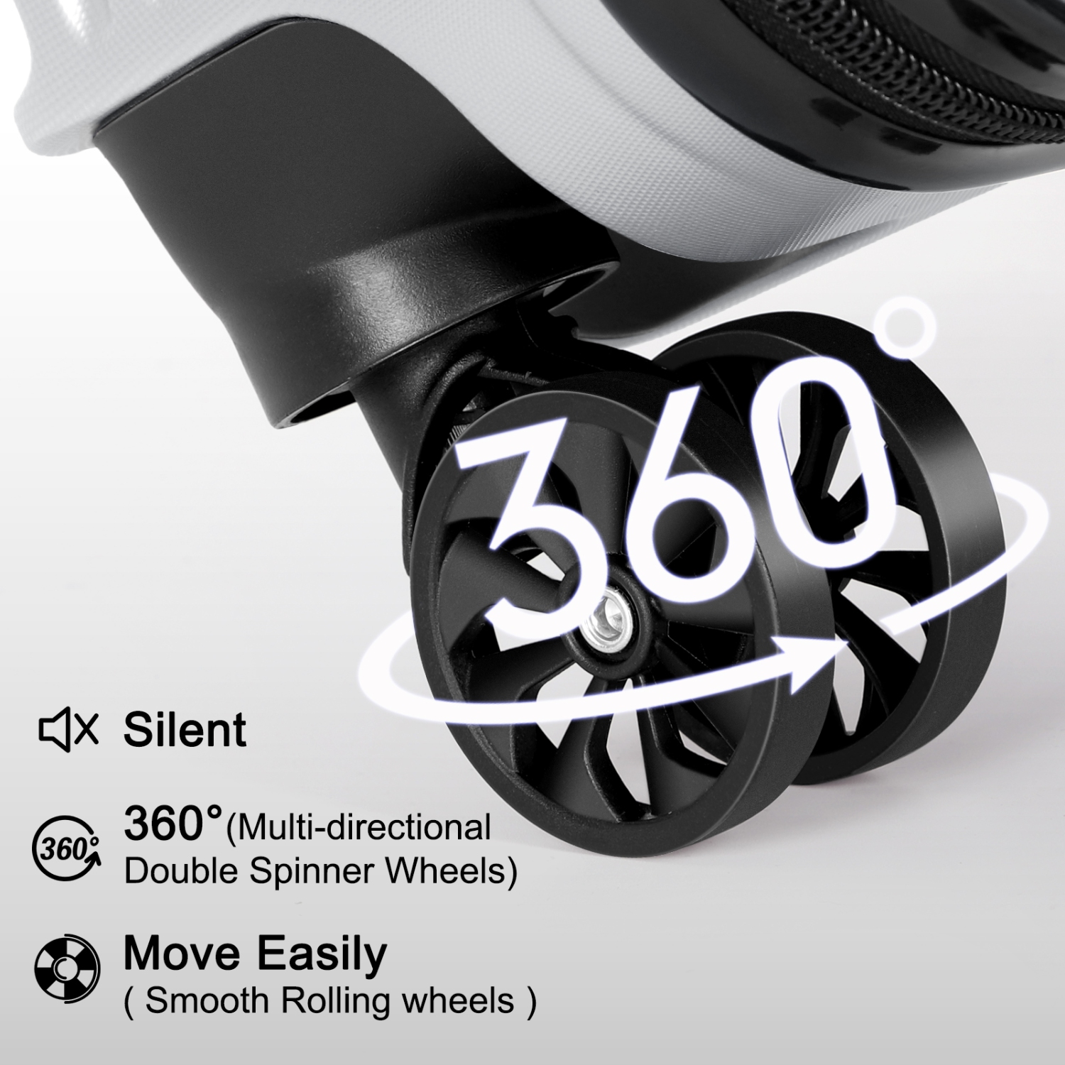 Bagage de cabine HIKOLAYAE, valise rigide 20 po à roulettes pivotantes ABS avec verrou - flèche argentée