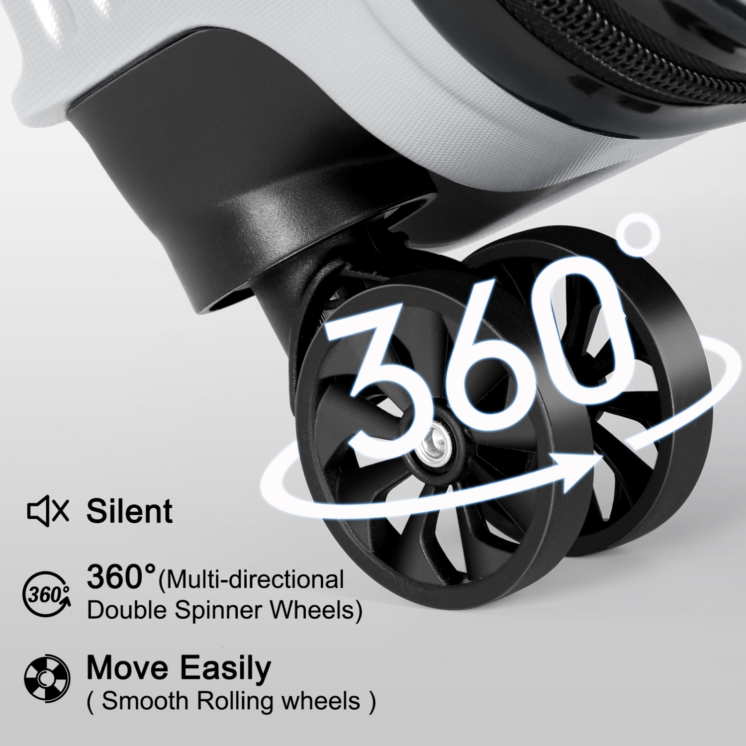 Bagage de cabine rigide HIKOLAYAE, valise 20 po à roulettes pivotantes ABS avec verrou - Crossroad argenté