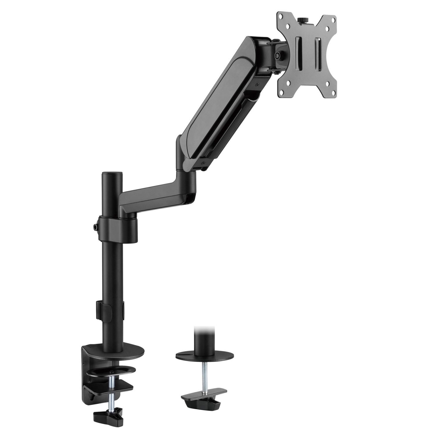 Adjustable Monitor Stands for 17" to 32" Screens, Gas Spring Single Arm Monitor Desk Mount with C Clamp and Grommet Mounting Base Hold up to 19.8lbs