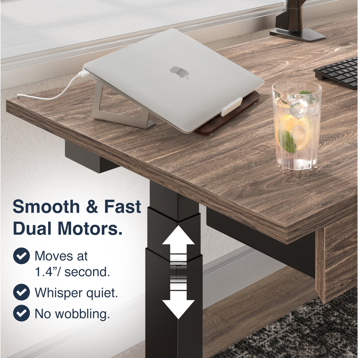 Desky Dual Laminate Sit Stand Desk - Select Beach / Grey Standing Computer Desk For Home Office & Study 47.2" x 29.5"