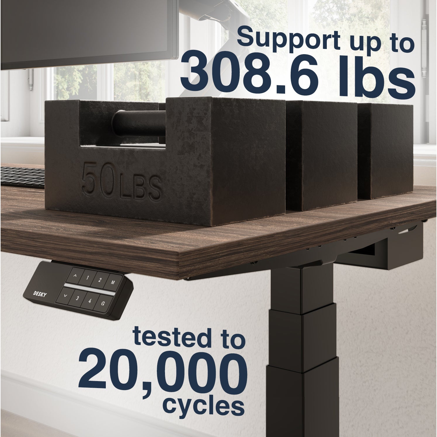 Desky Dual Laminate Sit Stand Desk - Select Beach / Grey Standing Computer Desk For Home Office & Study 47.2" x 29.5"