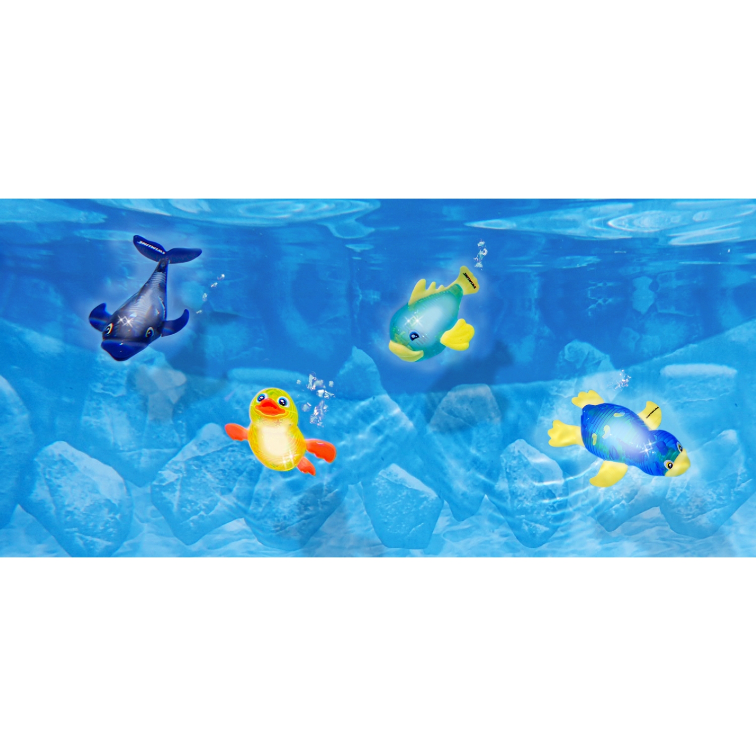 Set of 4 Water Activated Light-Up Sea Animals Swimming Pool Dive Toys