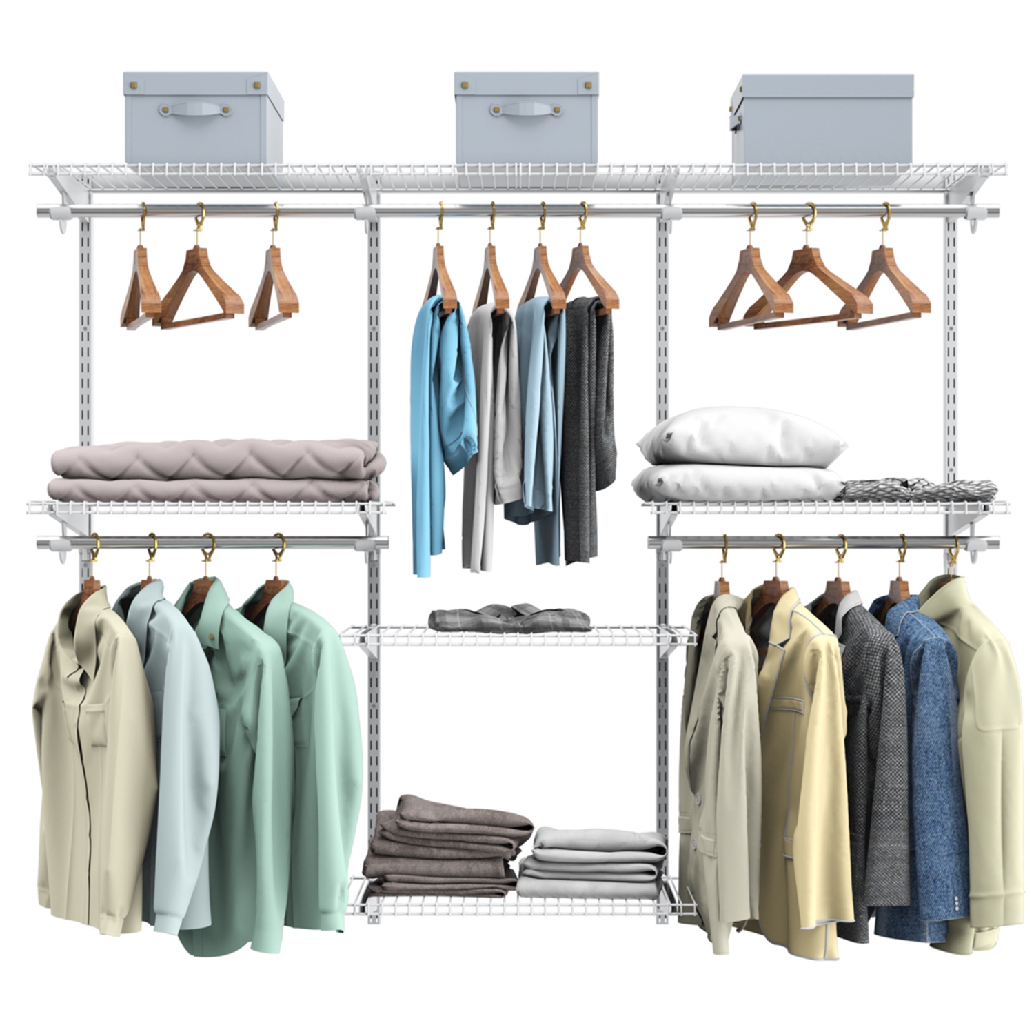 Topbuy Wall Mounted Custom Closet Adjustable Hanging Storage Organizer Rack