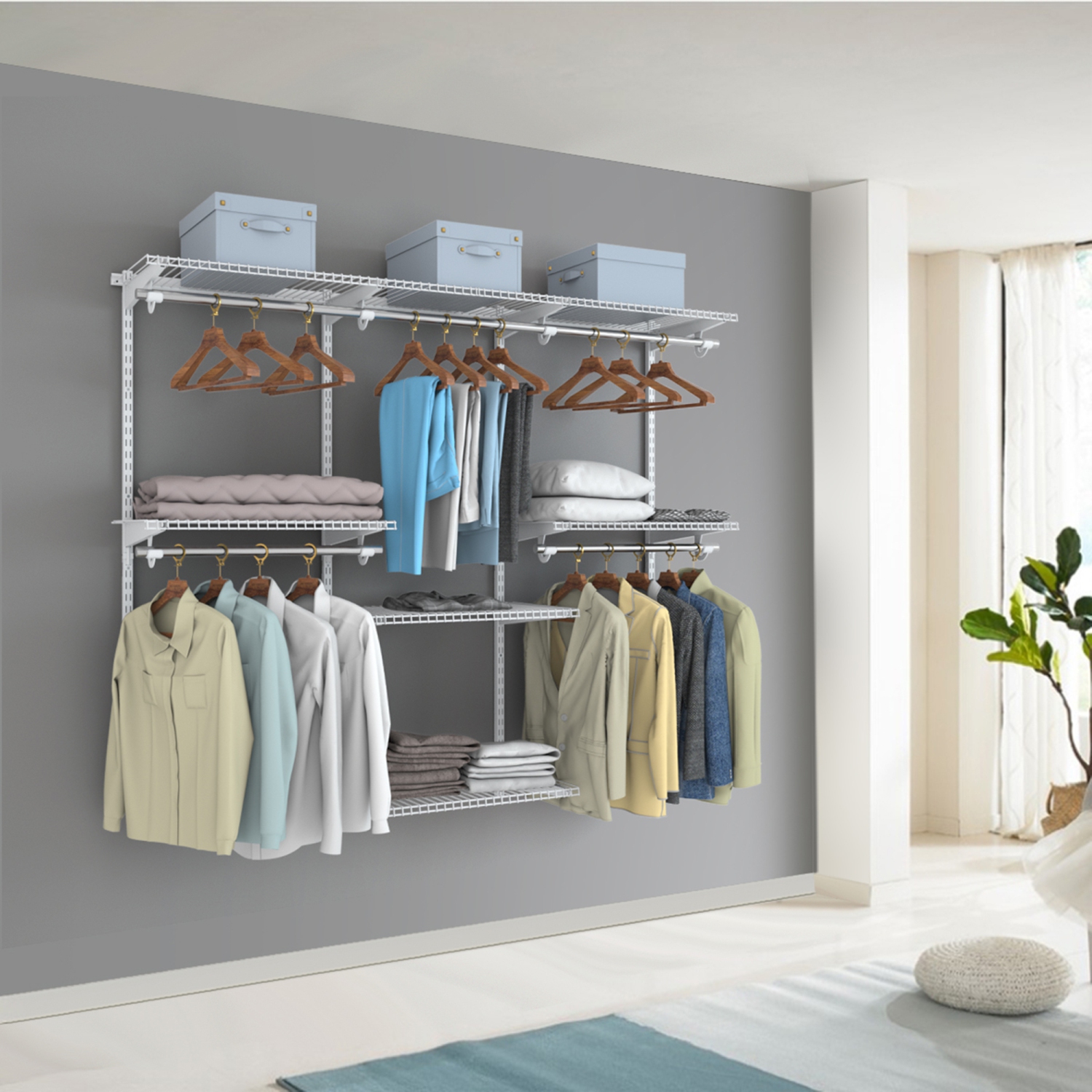 Topbuy Wall Mounted Custom Closet Adjustable Hanging Storage Organizer Rack
