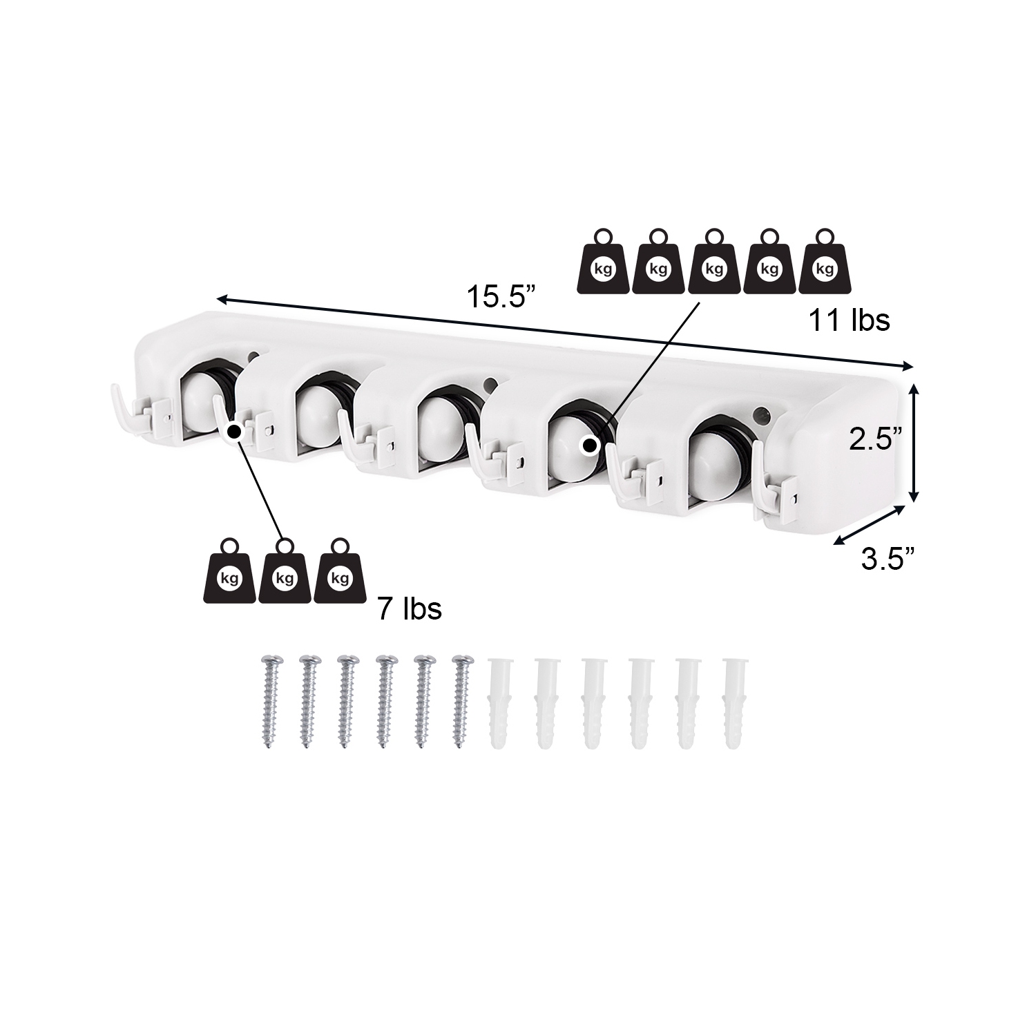 Topbuy – Support de vadrouille mural à 5 positions pour porte-balai, range-tout de cuisine maison