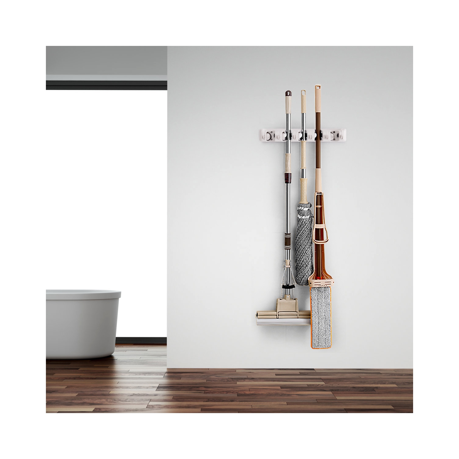 Topbuy – Support de vadrouille mural à 5 positions pour porte-balai, range-tout de cuisine maison