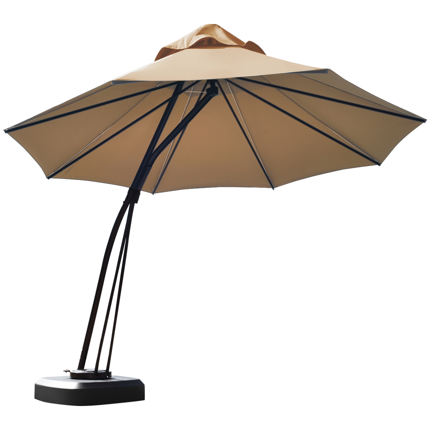 Topbuy 11ft Cantilever Offset Hanging 360°Rotation Patio Umbrella with Umbrella Base