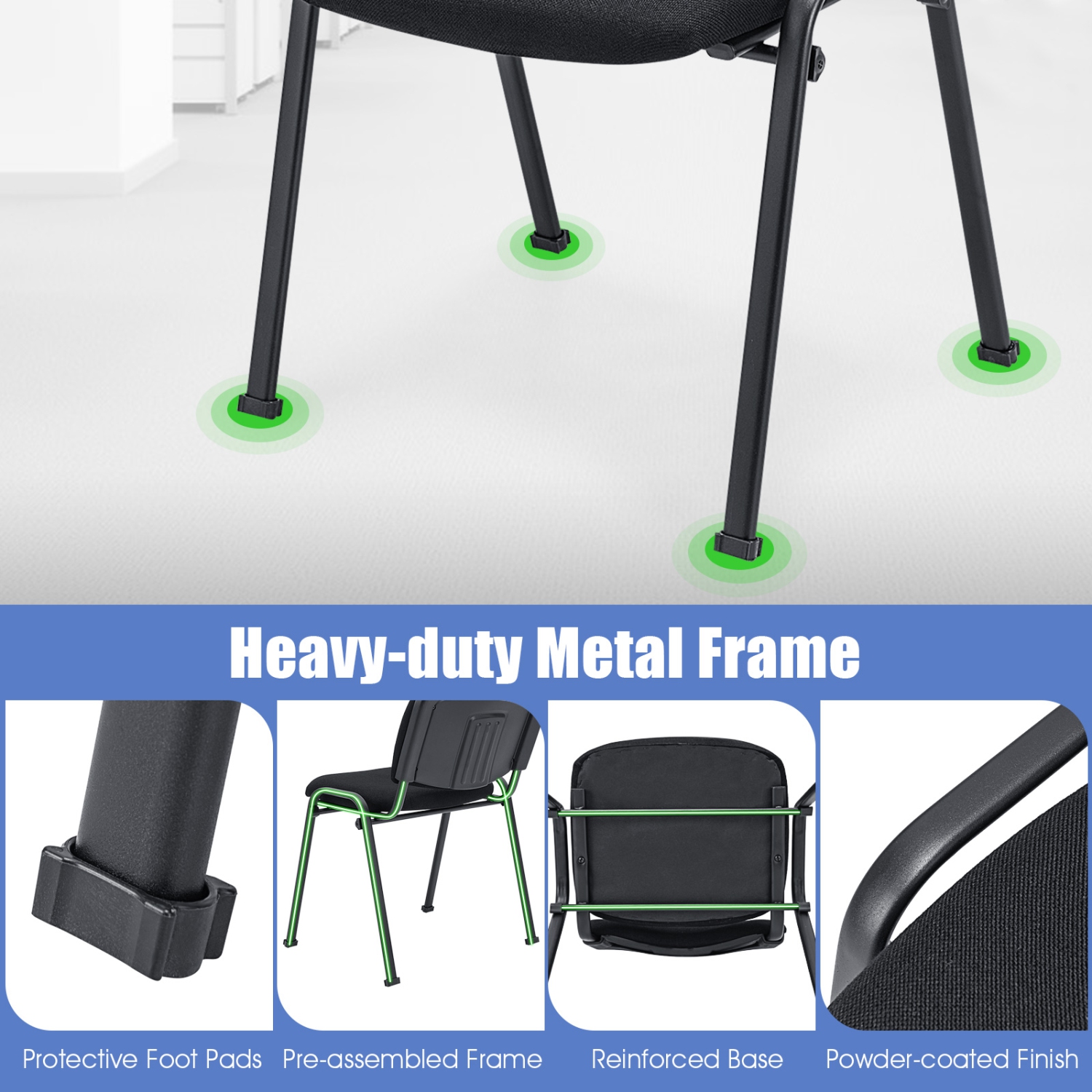 TopBuy – Ensemble de 5/10 chaises de salle de conférence empilables pour invités avec dossier et siège rembourrés