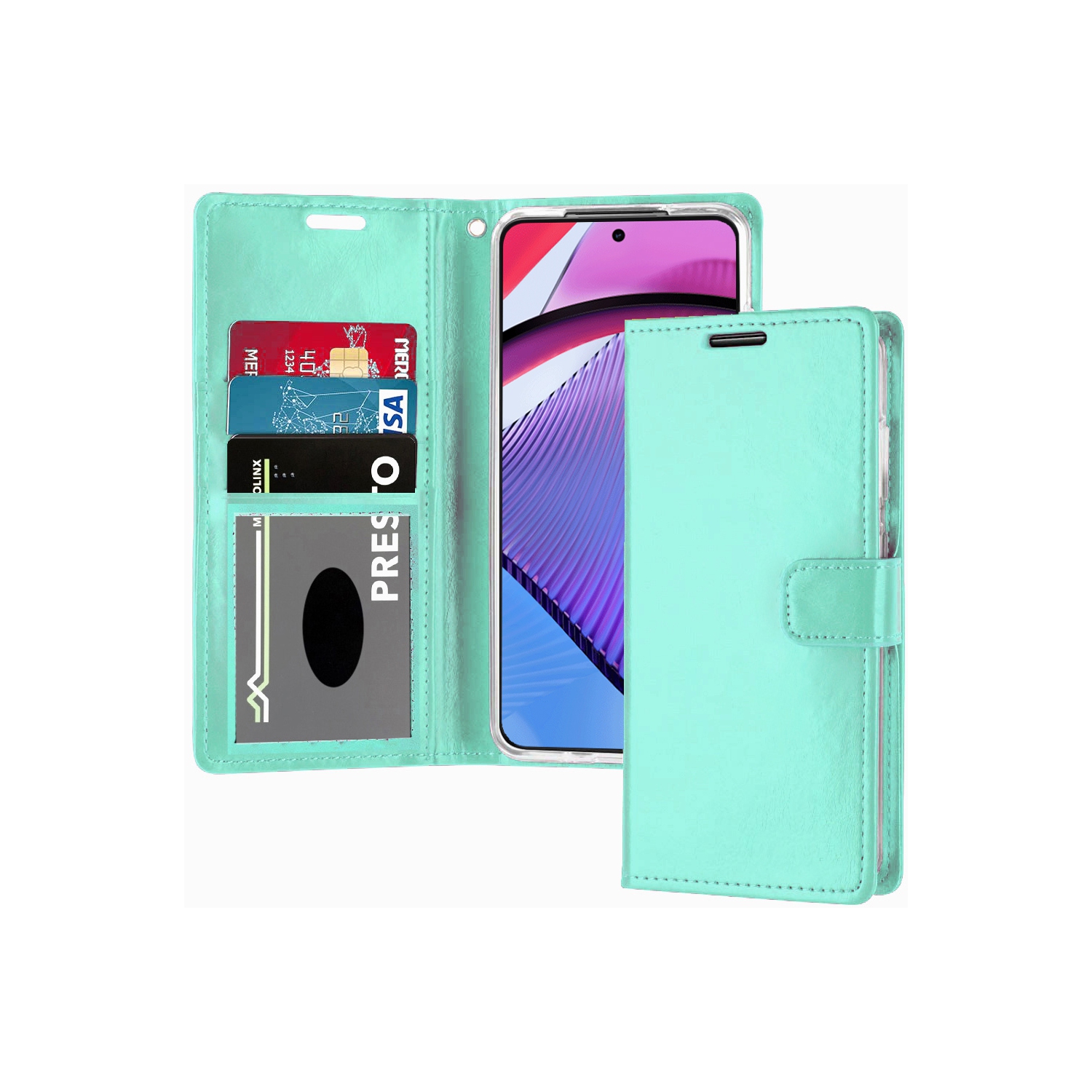 Étui portefeuille magnétique XCRS, pochette en cuir pu avec fente pour carte et support pour Motorola Moto G 5G.