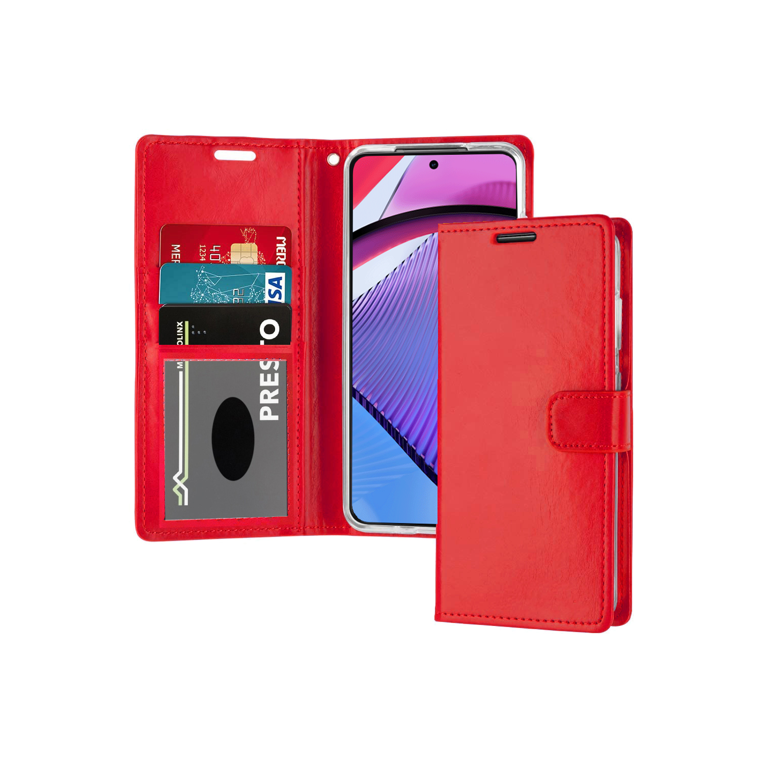 Étui portefeuille magnétique XCRS, pochette en cuir pu avec fente pour carte et support pour Motorola Moto G 5G.