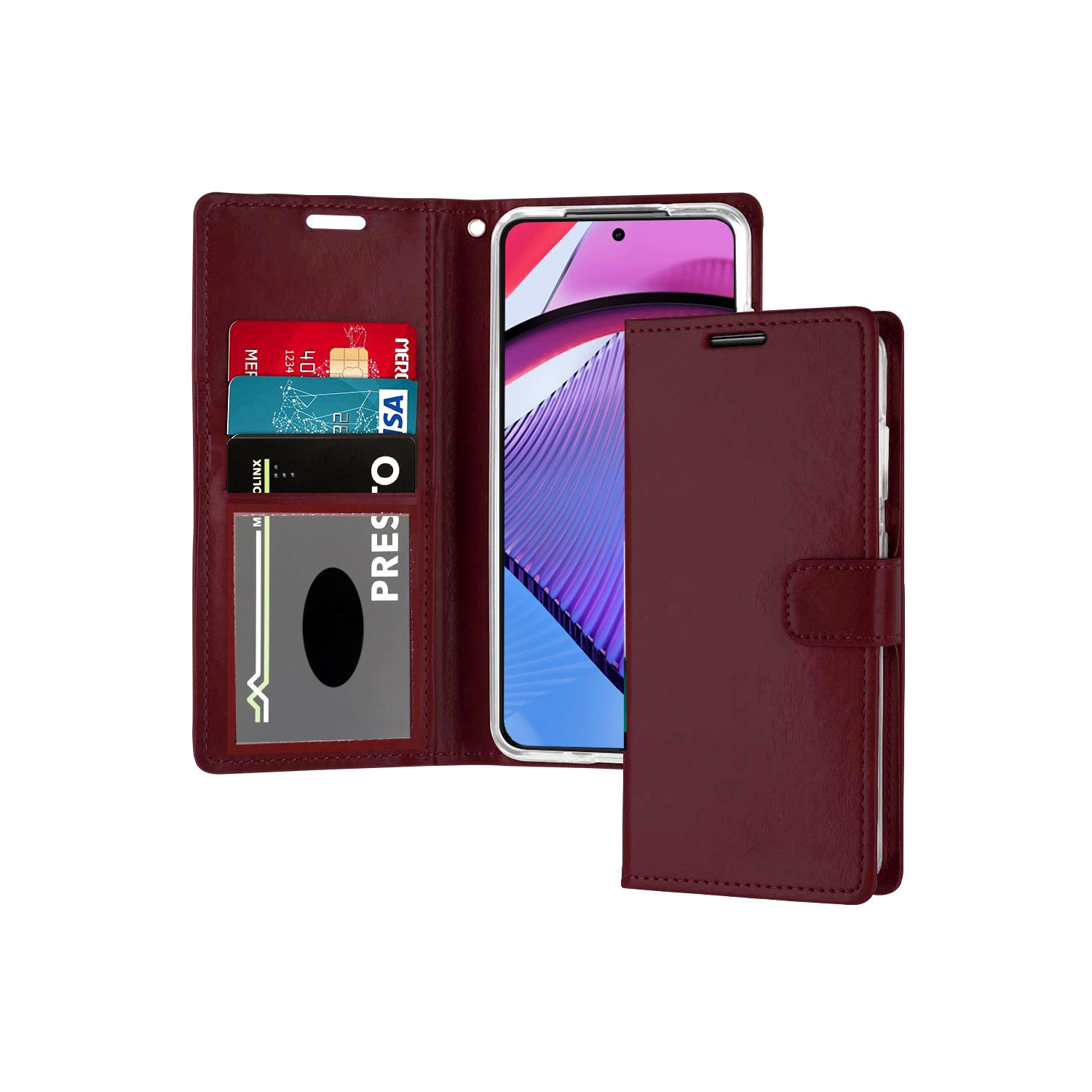 Étui portefeuille magnétique XCRS, pochette en cuir pu avec fente pour carte et support pour Motorola Moto G 5G.