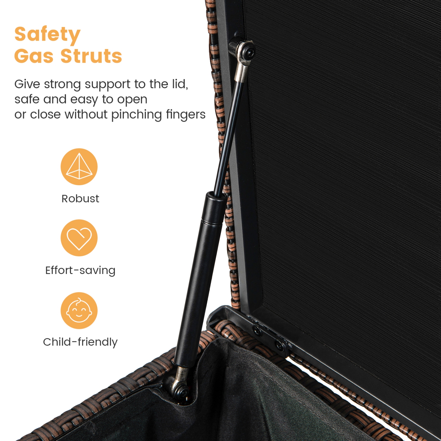 Topbuy 96 Gallon Outdoor Storage Box PE Wicker Deck Box with 4 Wheels & Waterproof Liner Patio Rattan Storage Container Mix Brown/Mix Grey