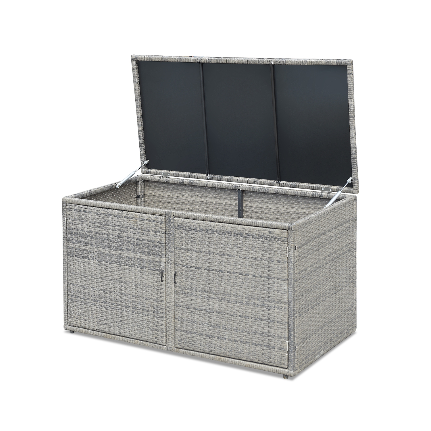 Topbuy Outdoor Rattan Storage Box Patio Wicker Storage Bin Cabinet 88 Gallon