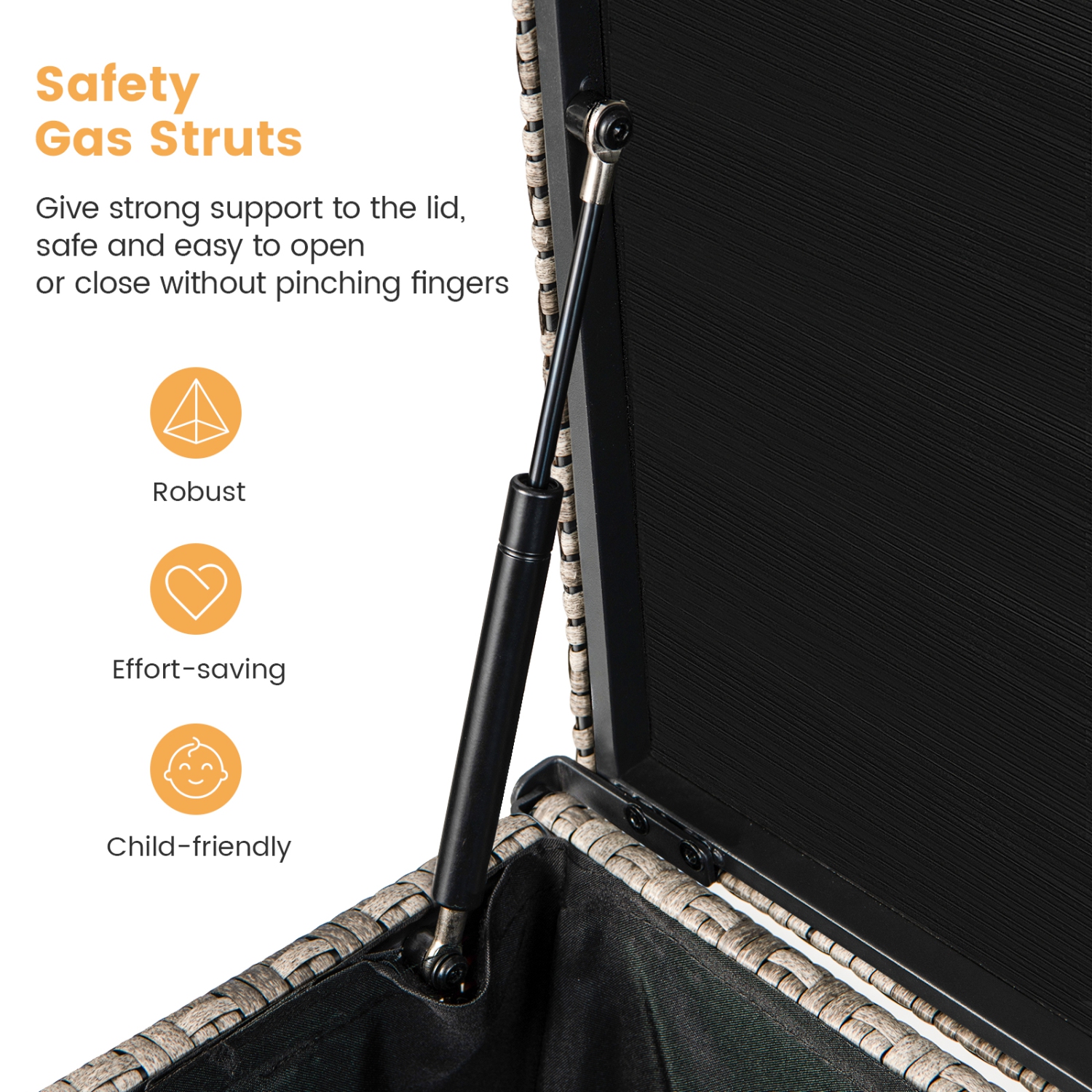 Topbuy 96 Gallon Outdoor Storage Box PE Wicker Deck Box with 4 Wheels & Waterproof Liner Patio Rattan Storage Container Mix Brown/Mix Grey