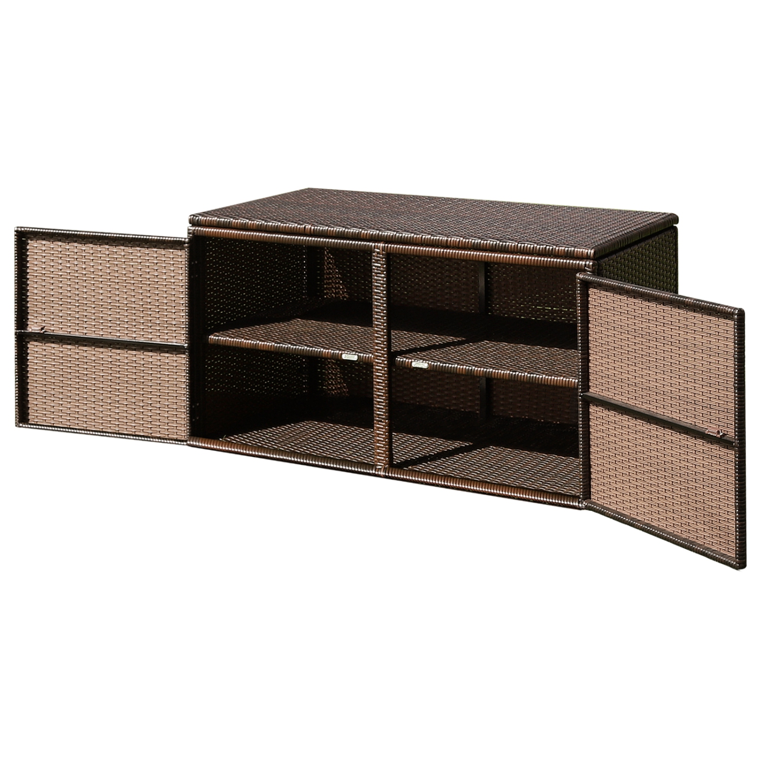Topbuy Outdoor Rattan Storage Box Patio Wicker Storage Bin Cabinet 88 Gallon Brown