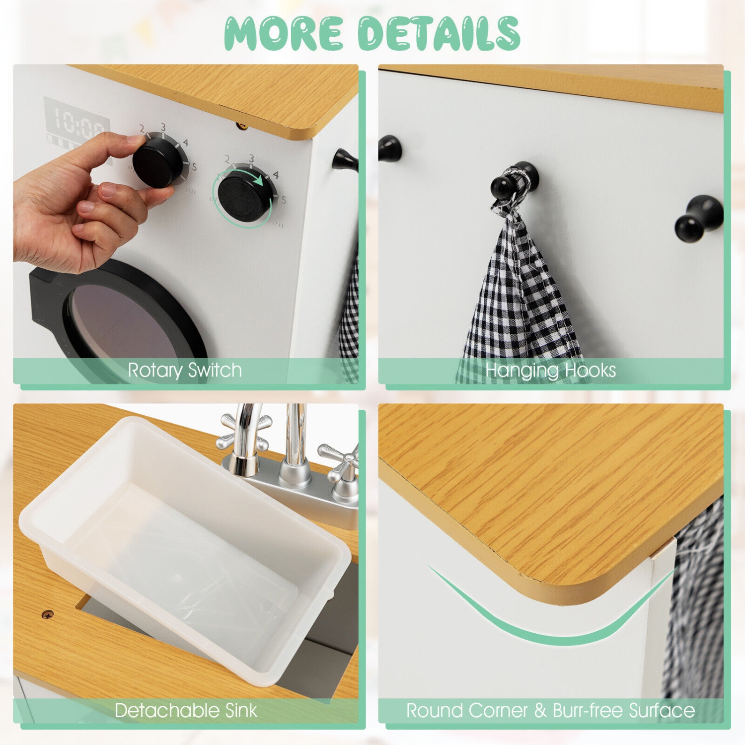 Gymax Kids 2-Piece Kitchen Play Set Pretend Chef Toy Set w/ Range Hood & Stove Burner