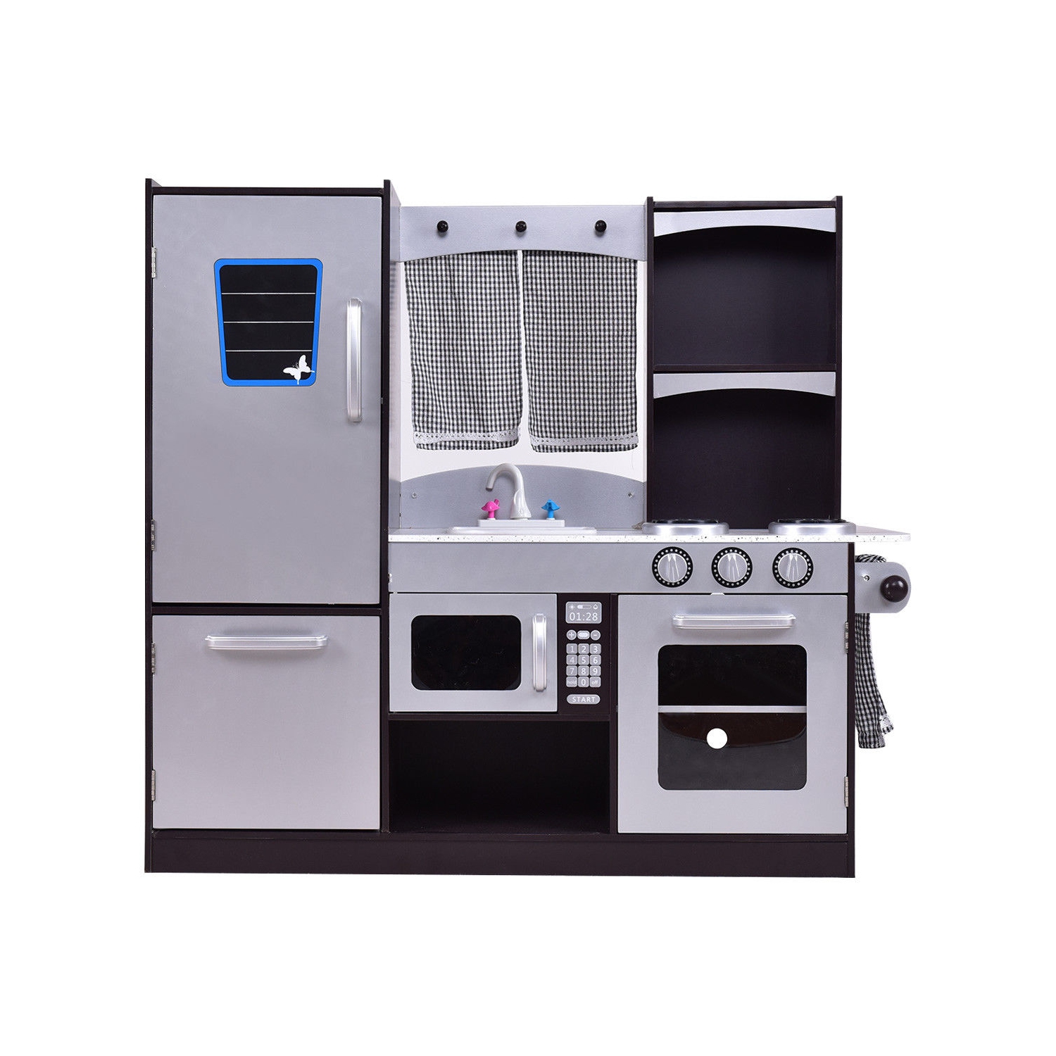 Gymax Kids Cooking Pretend Play Toy Wooden Kitchen Set Children Playset Vintage