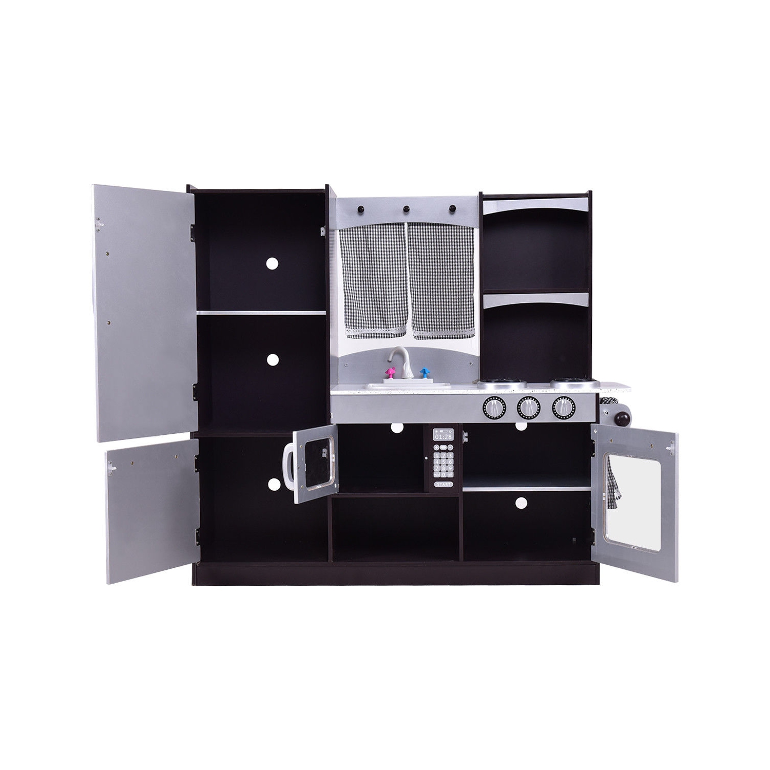 Gymax Kids Cooking Pretend Play Toy Wooden Kitchen Set Children Playset Vintage