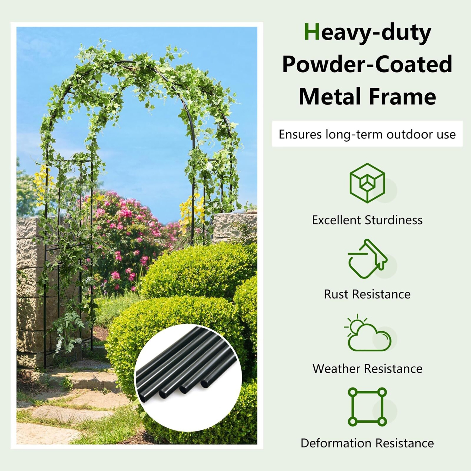Gymax Garden Arch Arbor Trellis 7.2 ft Metal Archway Patio Pergola for Climbing Plants