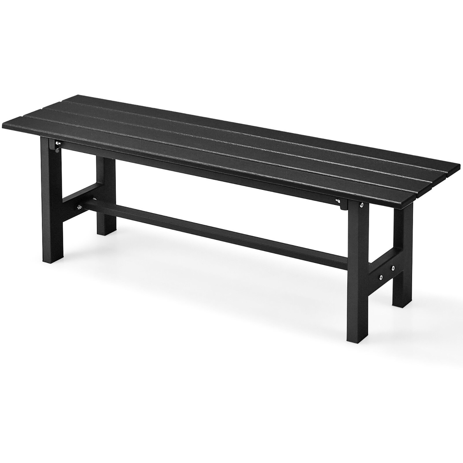 Gymax Outdoor HDPE Bench w/ Metal Frame 47'' x 14'' x 16'' for Yard Garden