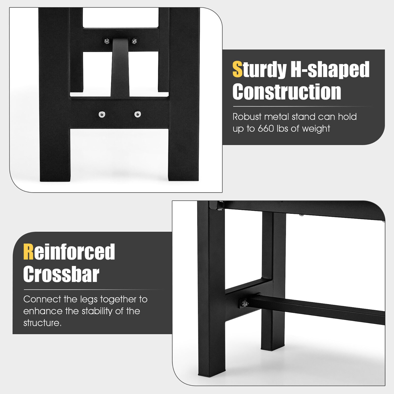 Gymax Outdoor HDPE Bench w/ Metal Frame 47'' x 14'' x 16'' for Yard Garden