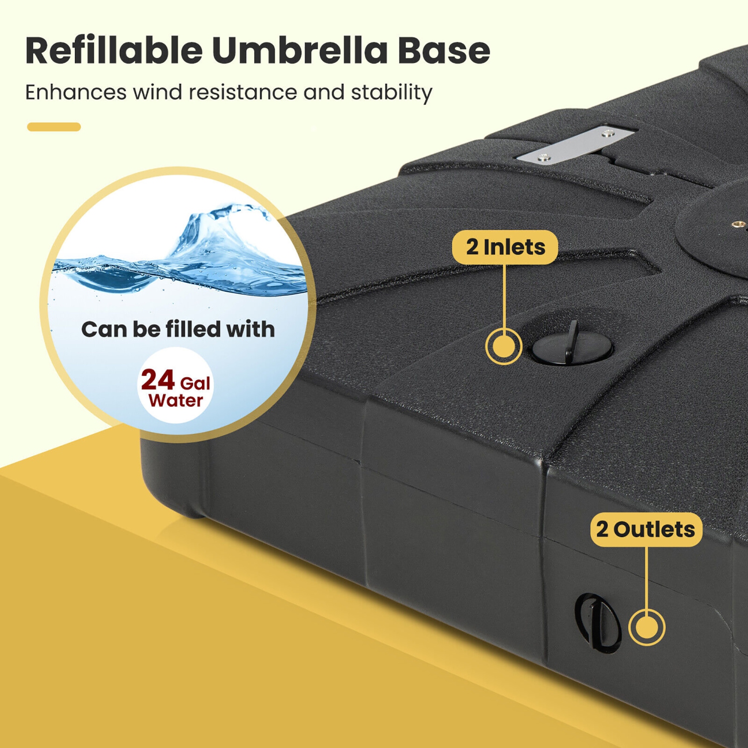 Gymax Patio 200lbs Fillable Cantilever Umbrella Base Heavy-Duty Water-Filled Outdoor