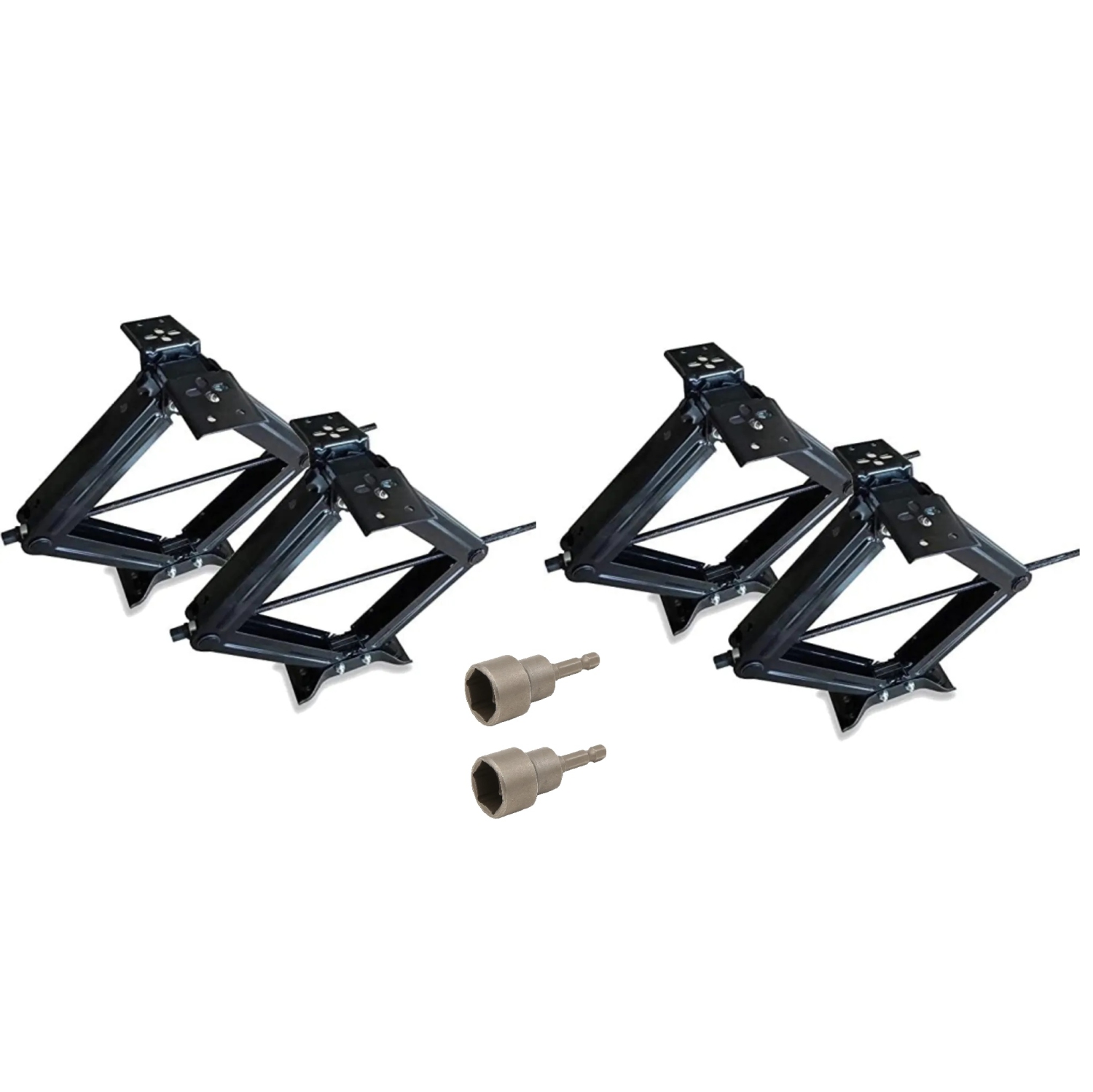 Combo 64280 - Ensemble de 4 5000&nbsp;lb stabilisateurs de VR à prise ciseaux à faible profil à vis de catégorie 8 et plaque universelle à 2 prises