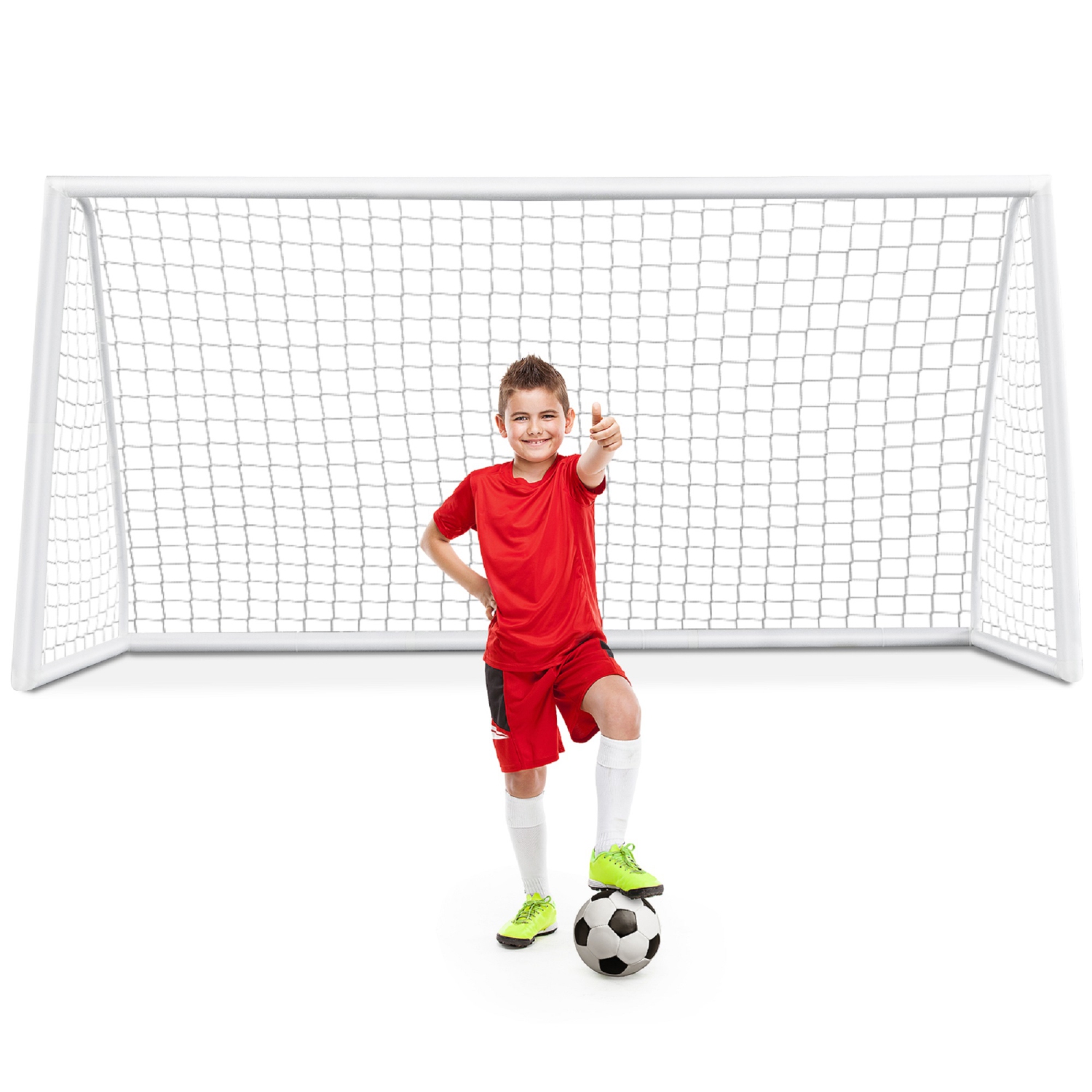 Filet de soccer Topbuy de 12FT x 6FT mm avec cadre en PVC solide équipement d'entraînement de soccer portatif pour enfants et adultes