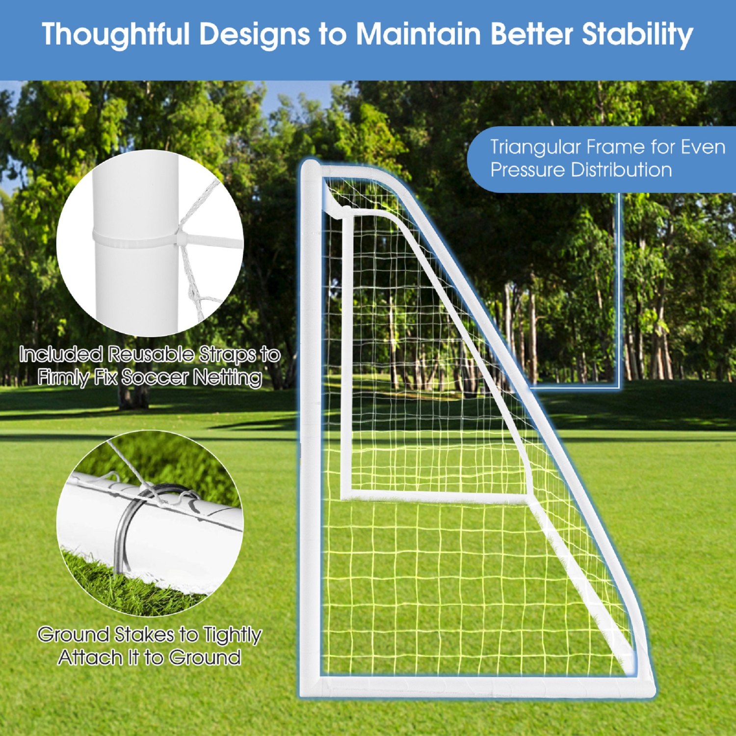 Filet de soccer Topbuy de 12FT x 6FT mm avec cadre en PVC solide équipement d'entraînement de soccer portatif pour enfants et adultes
