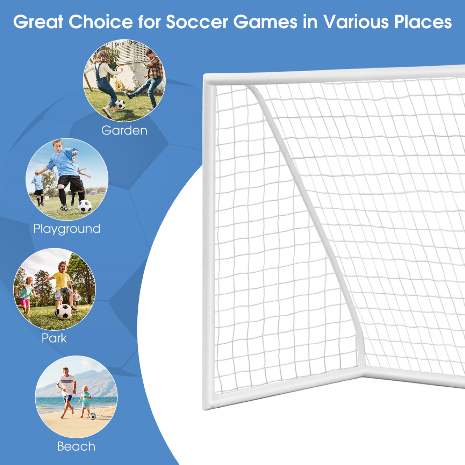 Filet de soccer Topbuy de 12FT x 6FT mm avec cadre en PVC solide équipement d'entraînement de soccer portatif pour enfants et adultes