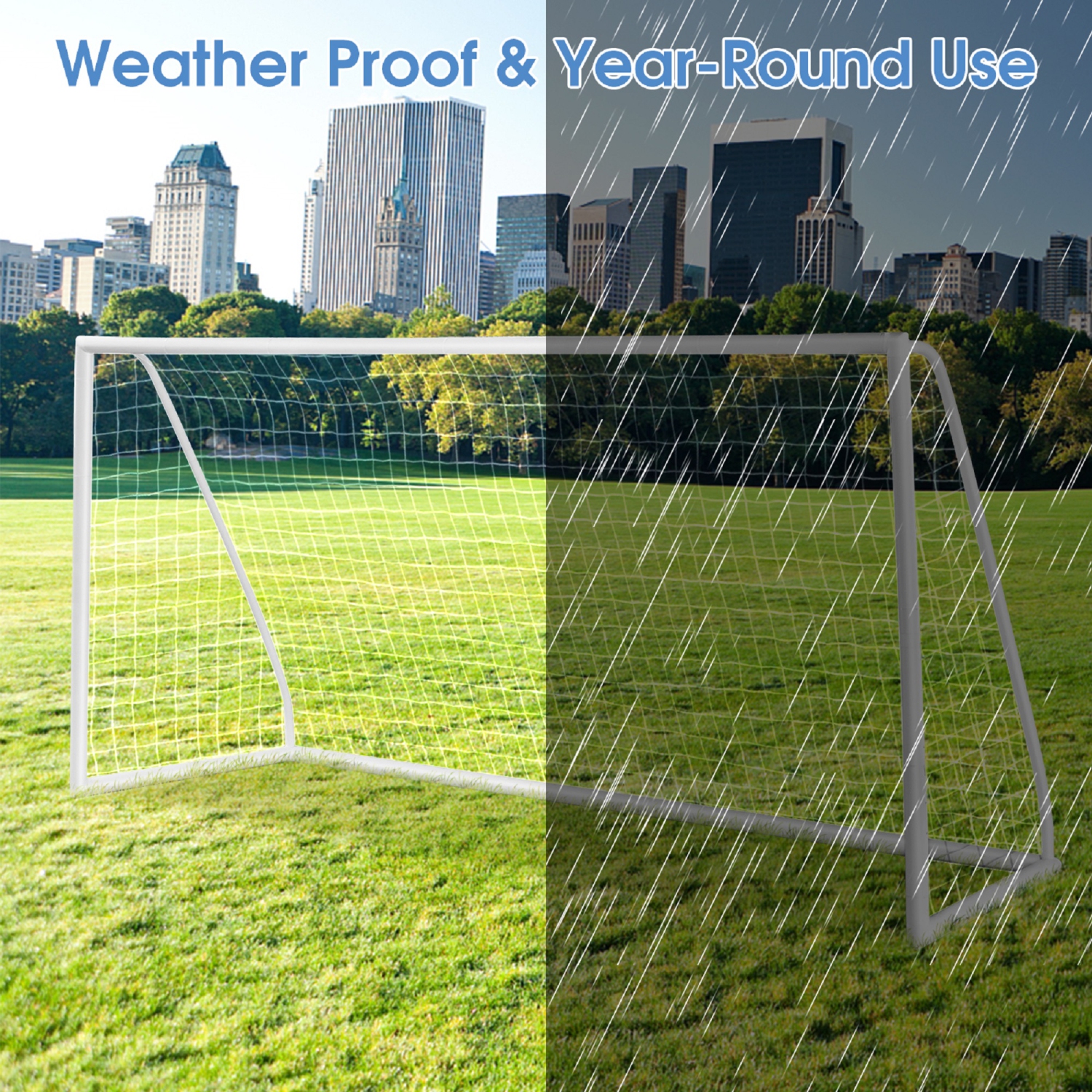 Filet de soccer Topbuy de 12FT x 6FT mm avec cadre en PVC solide équipement d'entraînement de soccer portatif pour enfants et adultes