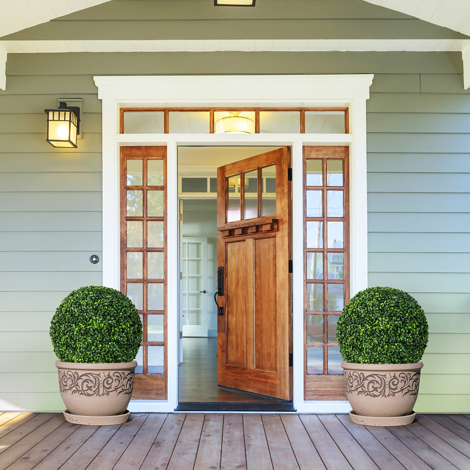 Gymax 2 PCS Artificial Plant Topiary Ball 19'' Faux Decorative Balls for Indoor Outdoor