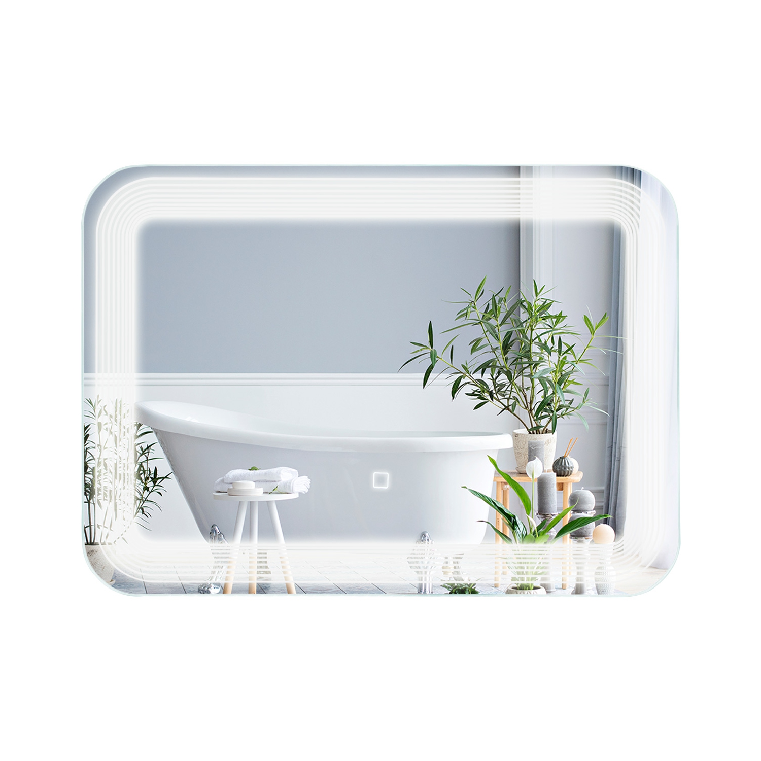 Miroir de salle de bain mural avec éclairage DEL et miroir de maquillage Topbuy avec bouton tactile