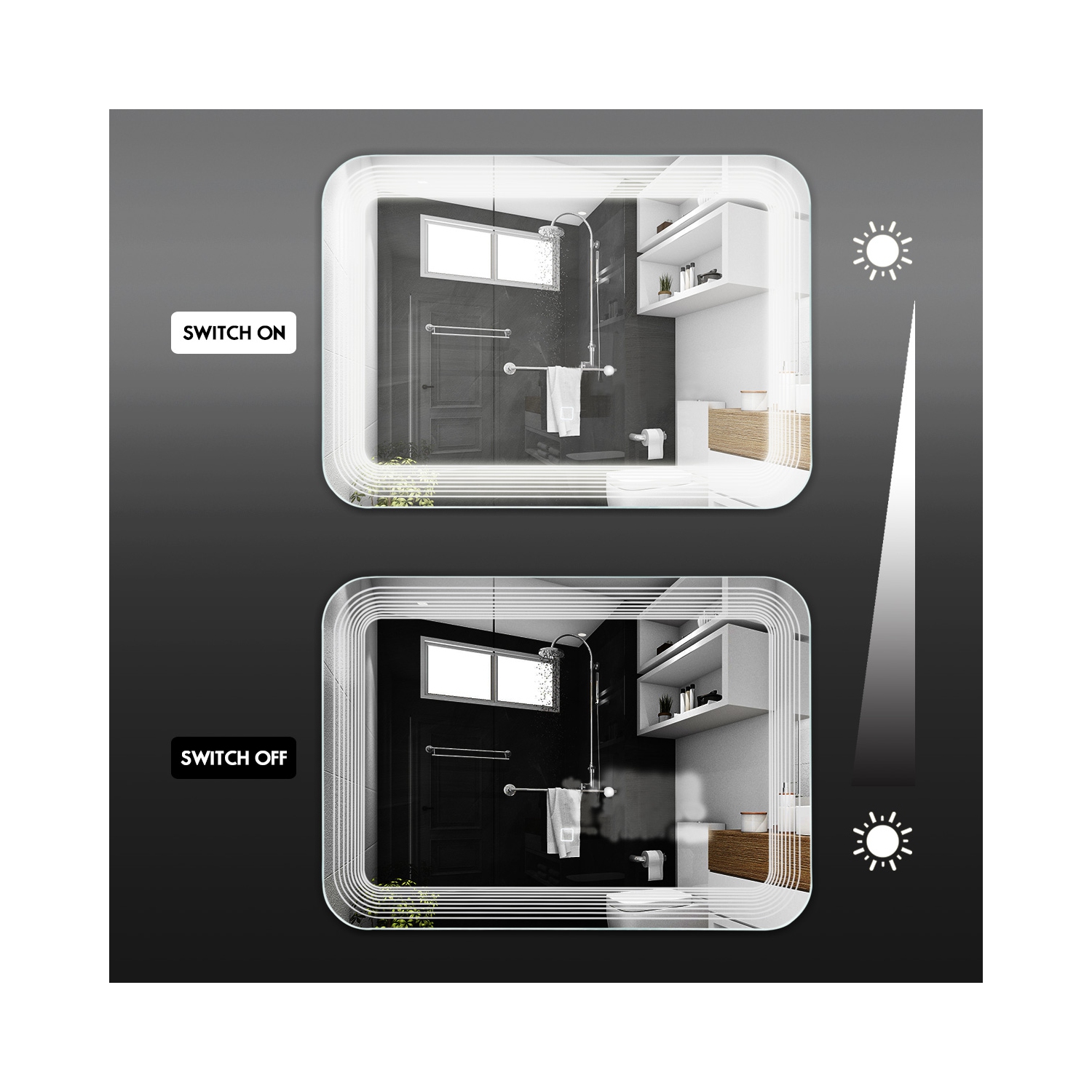 Miroir de salle de bain mural avec éclairage DEL et miroir de maquillage Topbuy avec bouton tactile